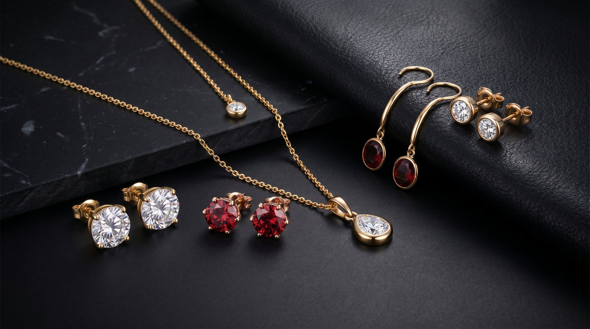 men's earrings gold diamond - hero image