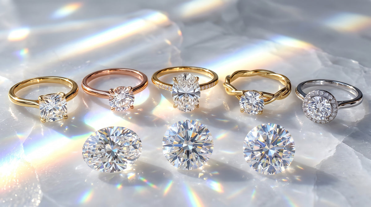 moissanite vs lab diamond vs cubic zirconia editorial image