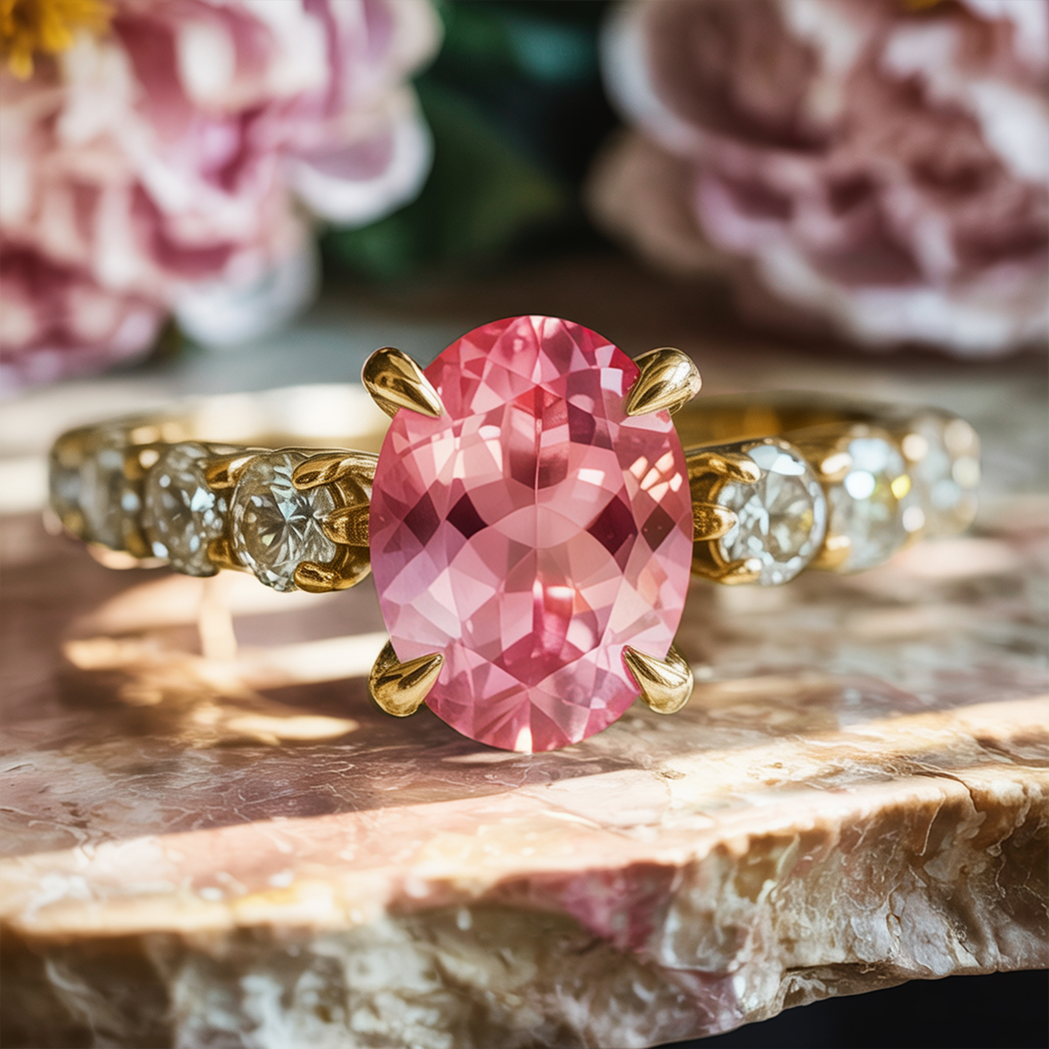 La Célestine - Bague Moissanite Rose