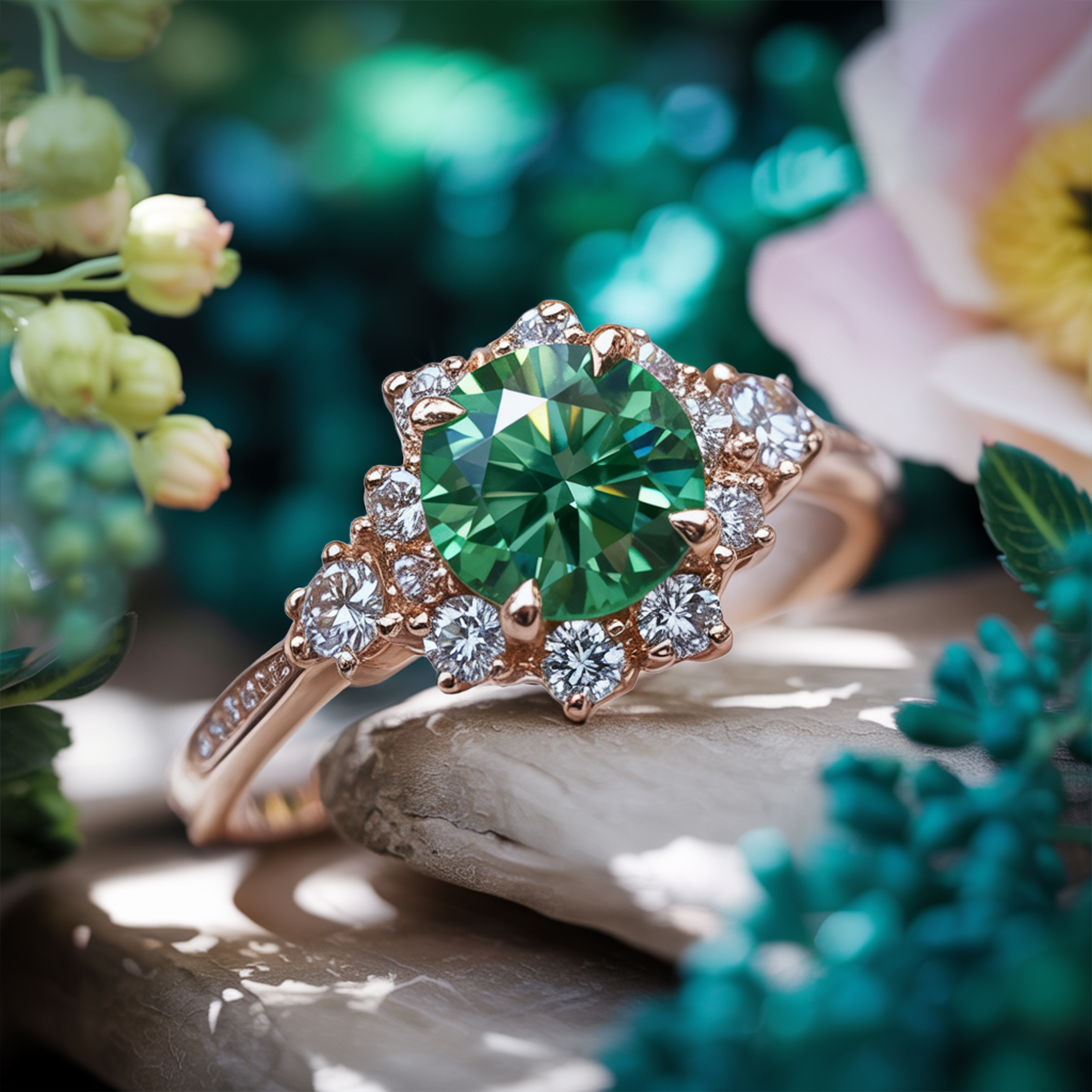 The Bethany - Bague Moissanite Vert Émeraude