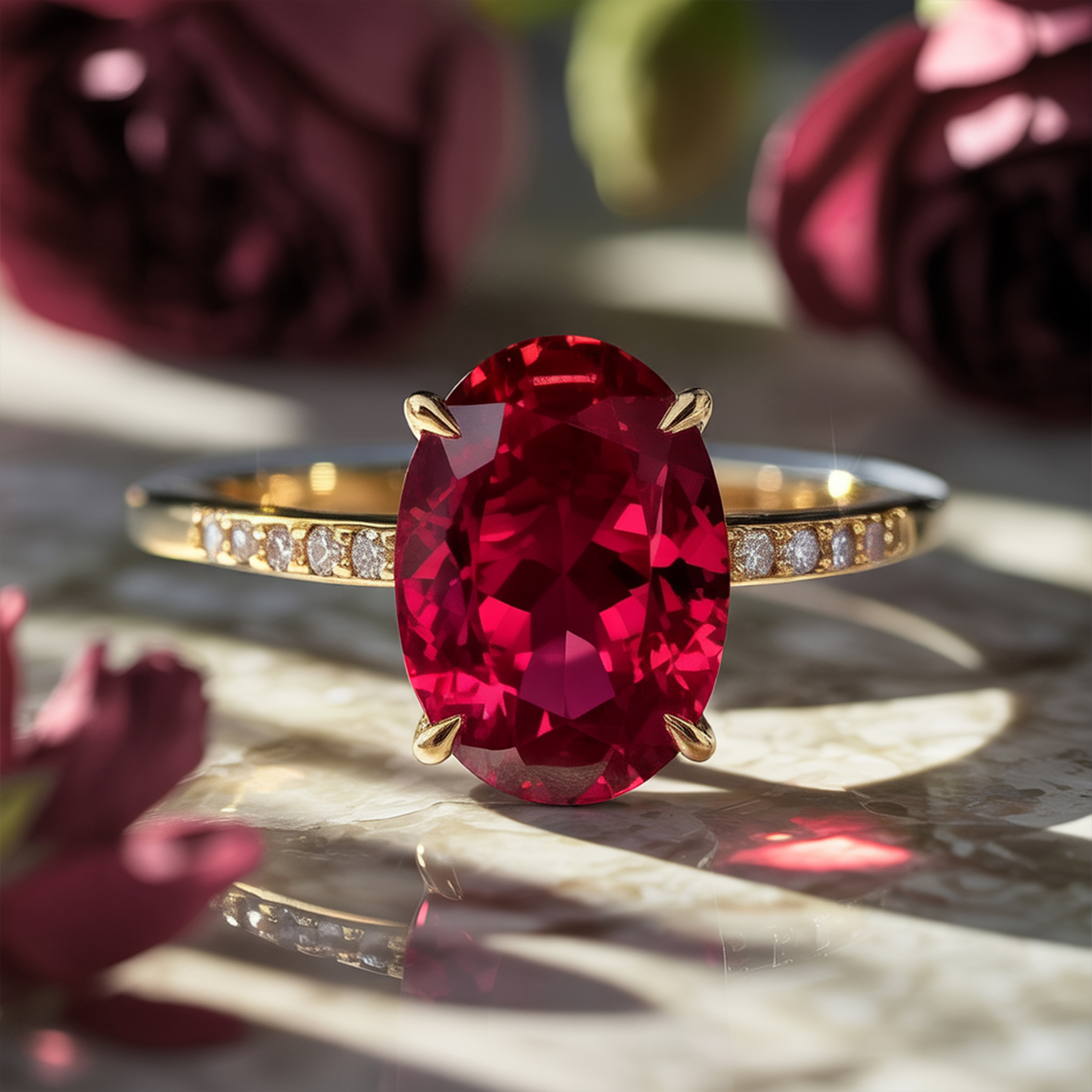 La Bague Opaline - Moissanite Rouge