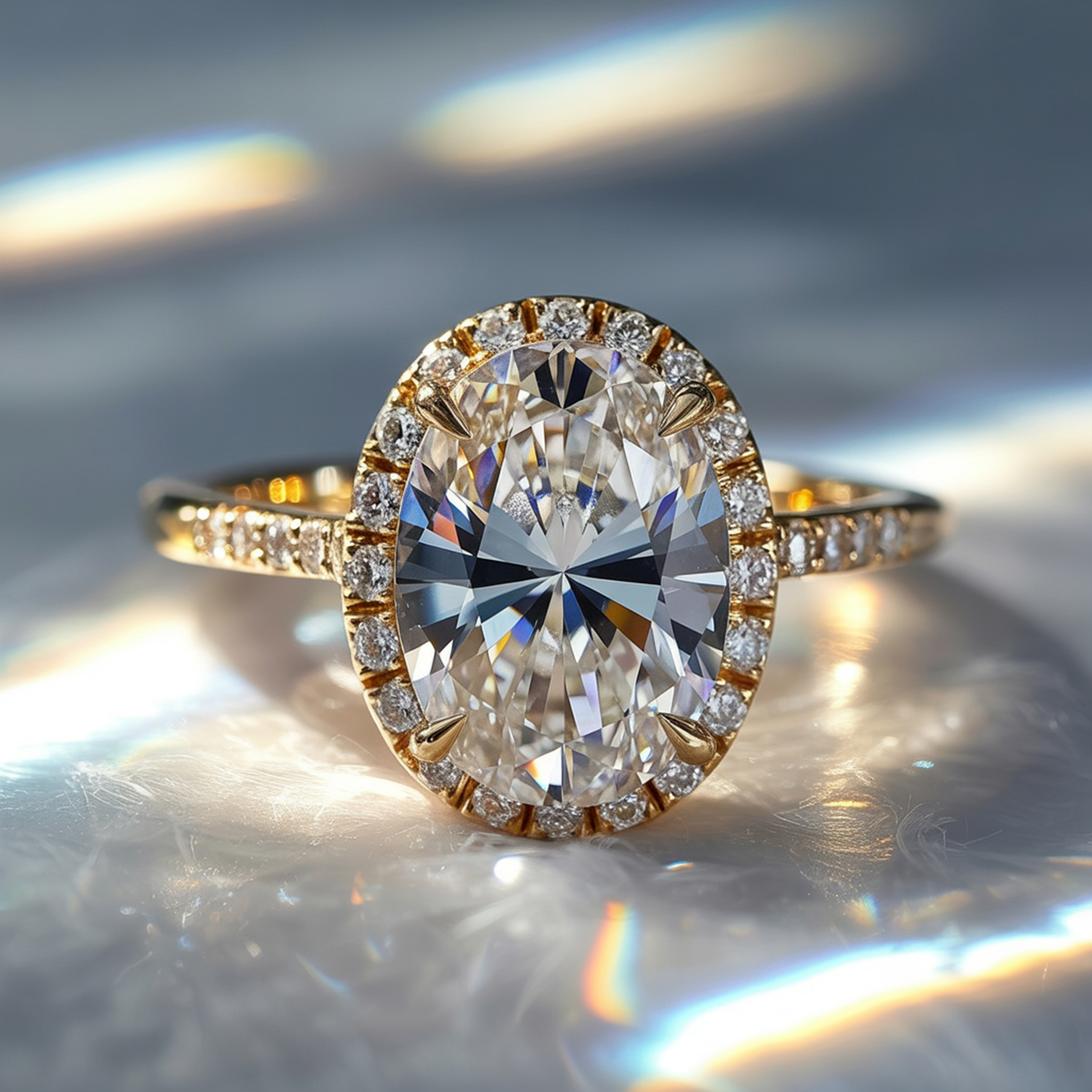 La Opaline - Bague Halo Moissanite