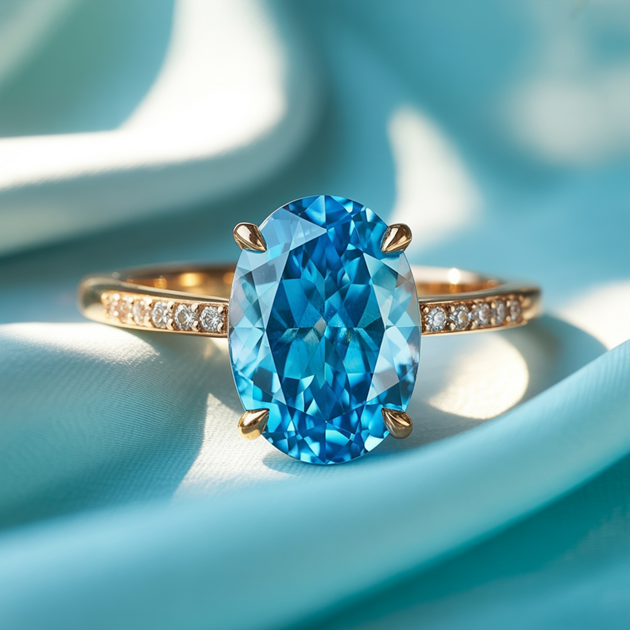 La bague Opaline - Moissanite bleue