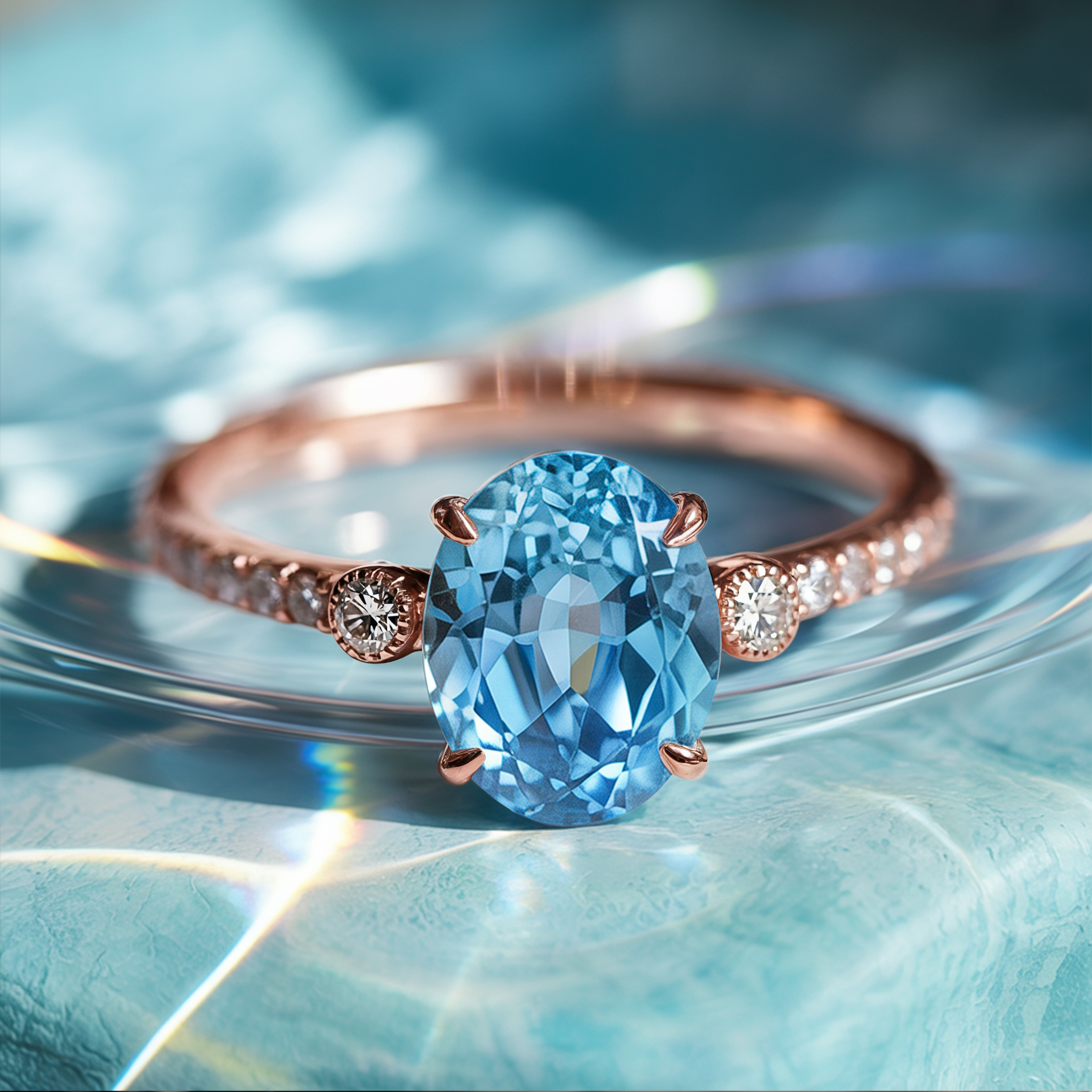 La Luna - Bague Moissanite Bleue