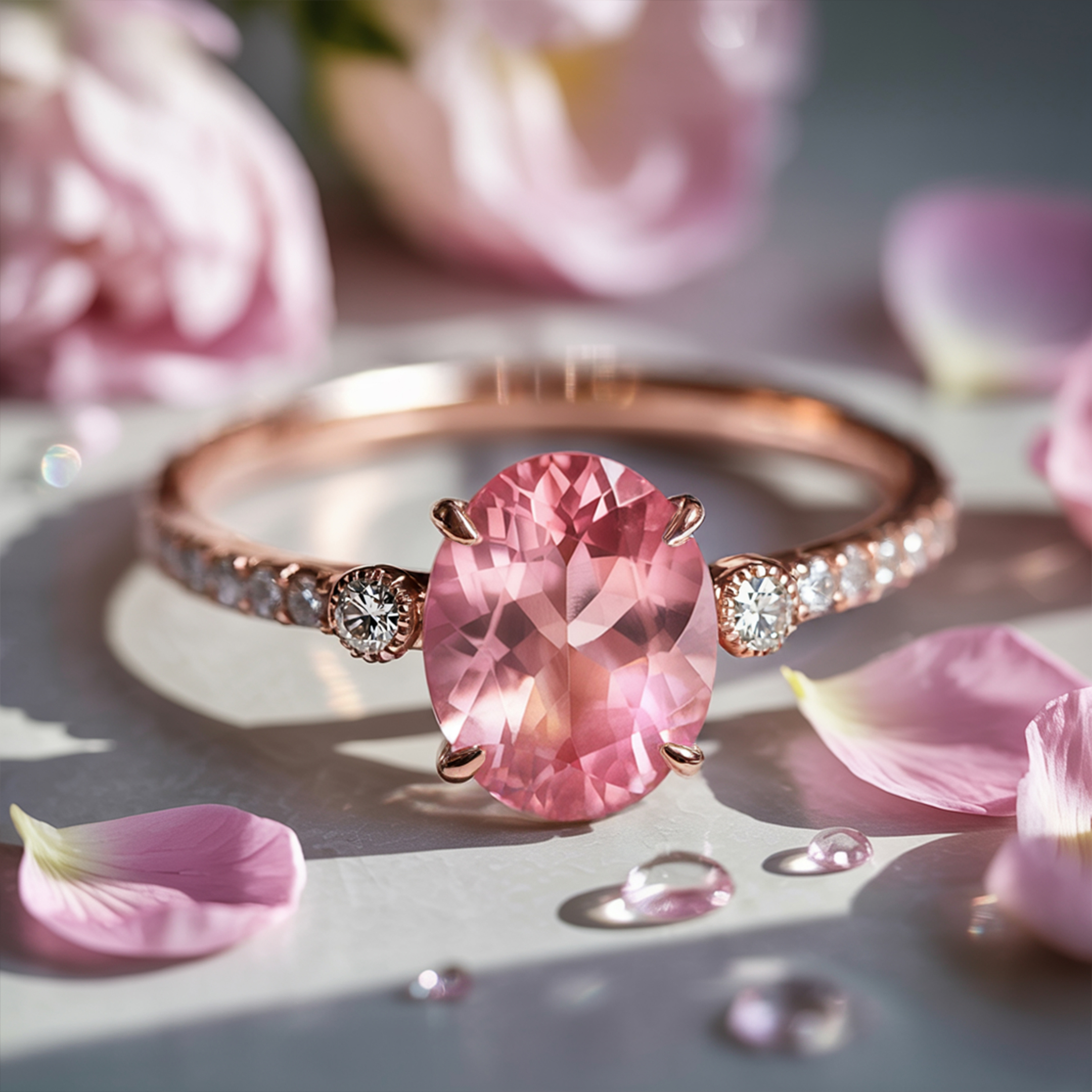 La Luna - Bague Moissanite Rose