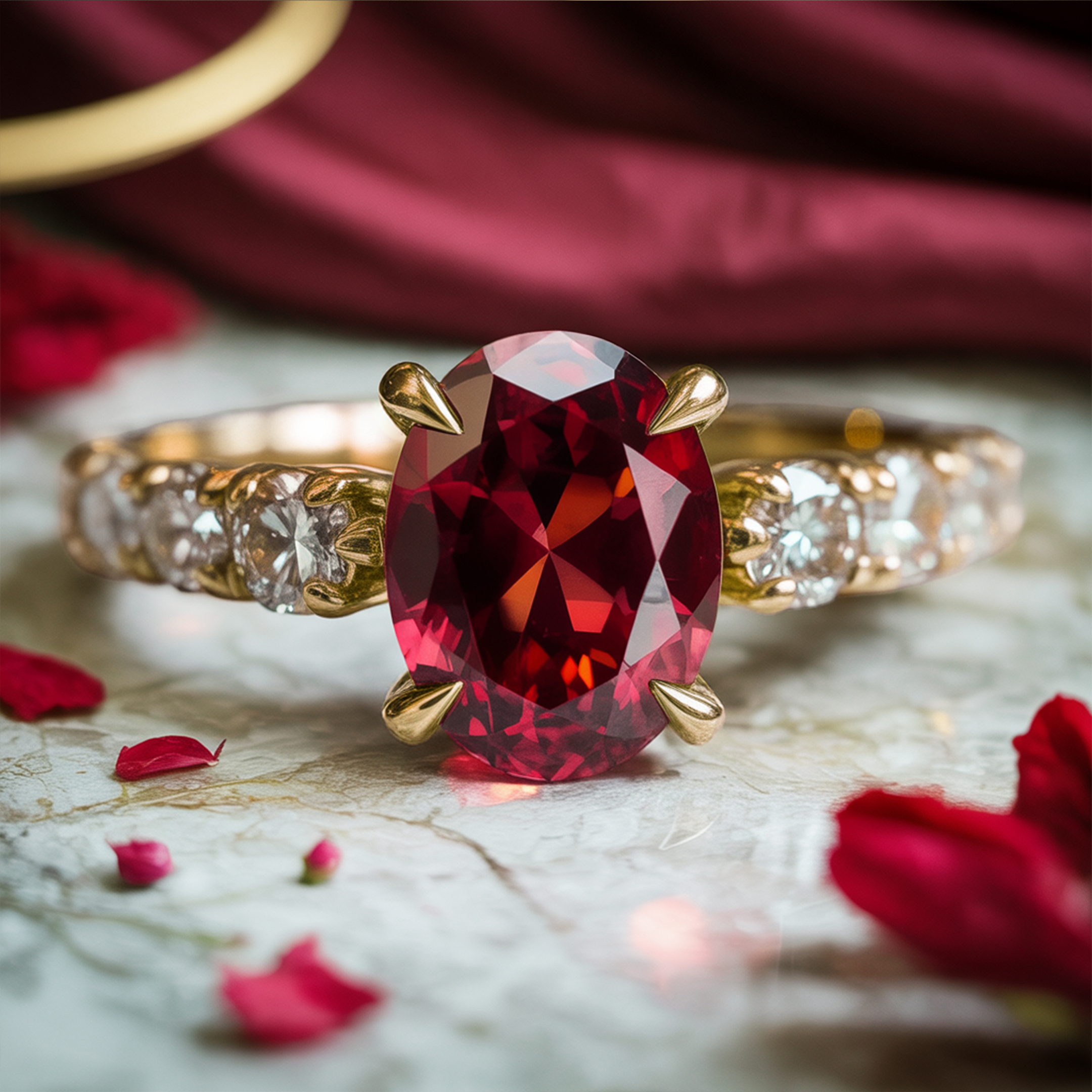 La Célestine - Bague Moissanite Rouge