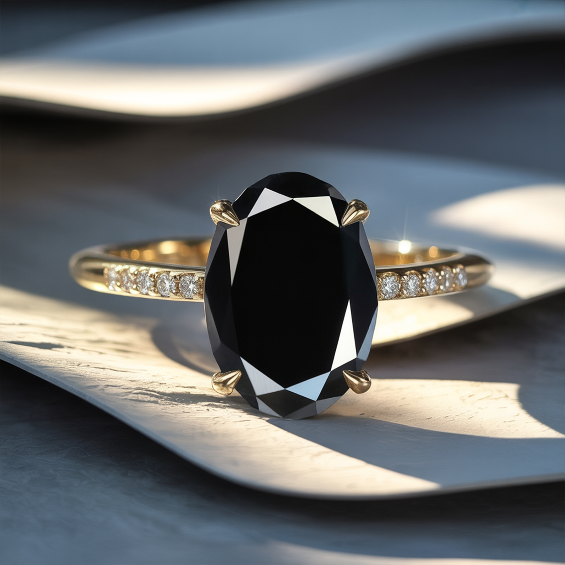 La bague Opaline - Moissanite noire