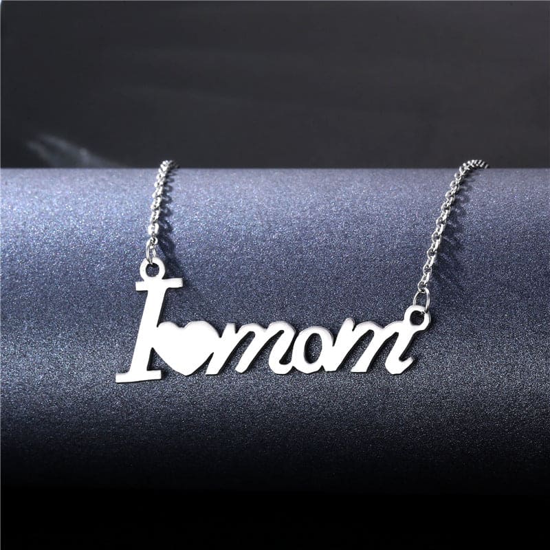Collier Pendentif "I Love Mom" - Acier Inoxydable