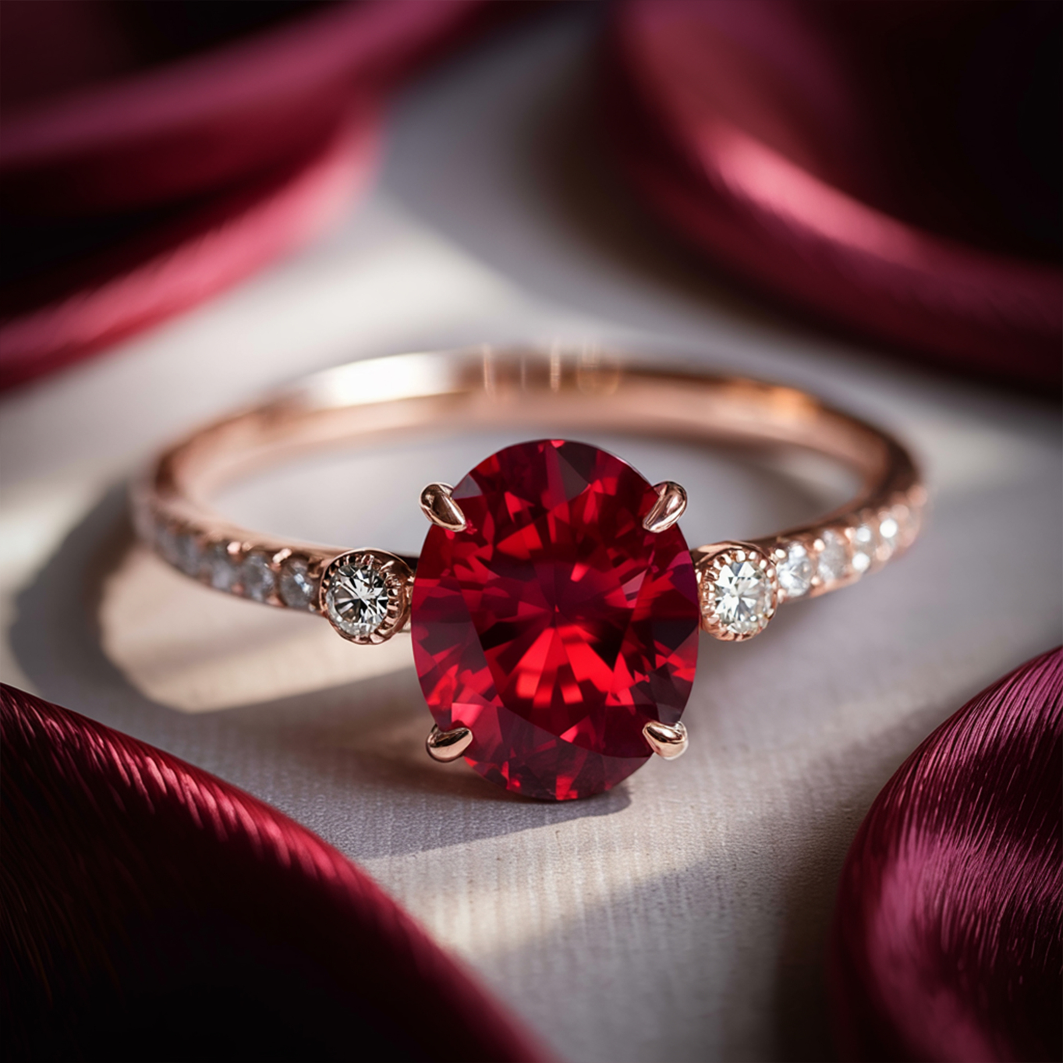 La Luna - Bague Moissanite Rouge