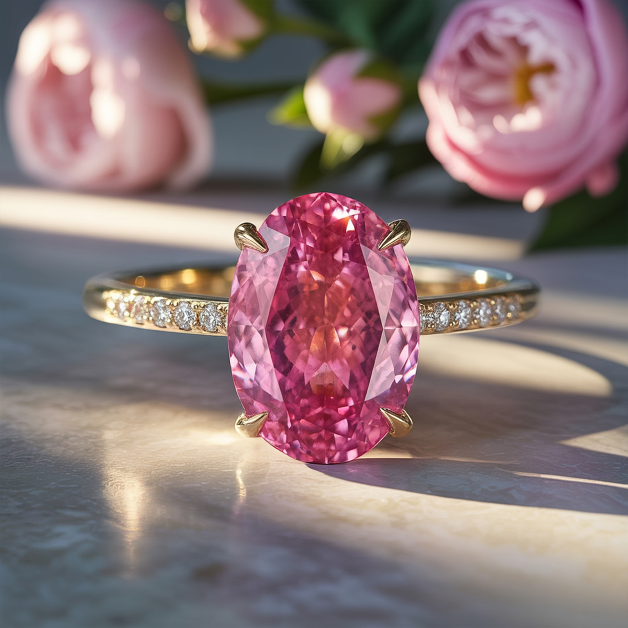 La bague Opaline - Moissanite Rose
