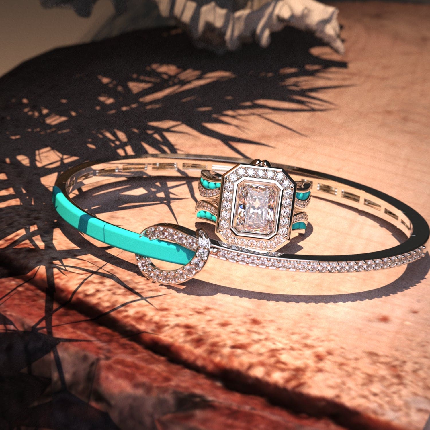 La Couronne de l'Océan: Bague Diamant + Bracelet GRATUIT - Argent Sterling S925