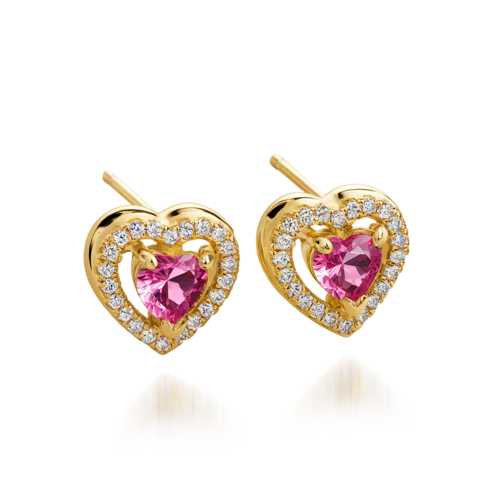 Boucles d'oreilles Saint-Valentin Halo Cœur Diamant