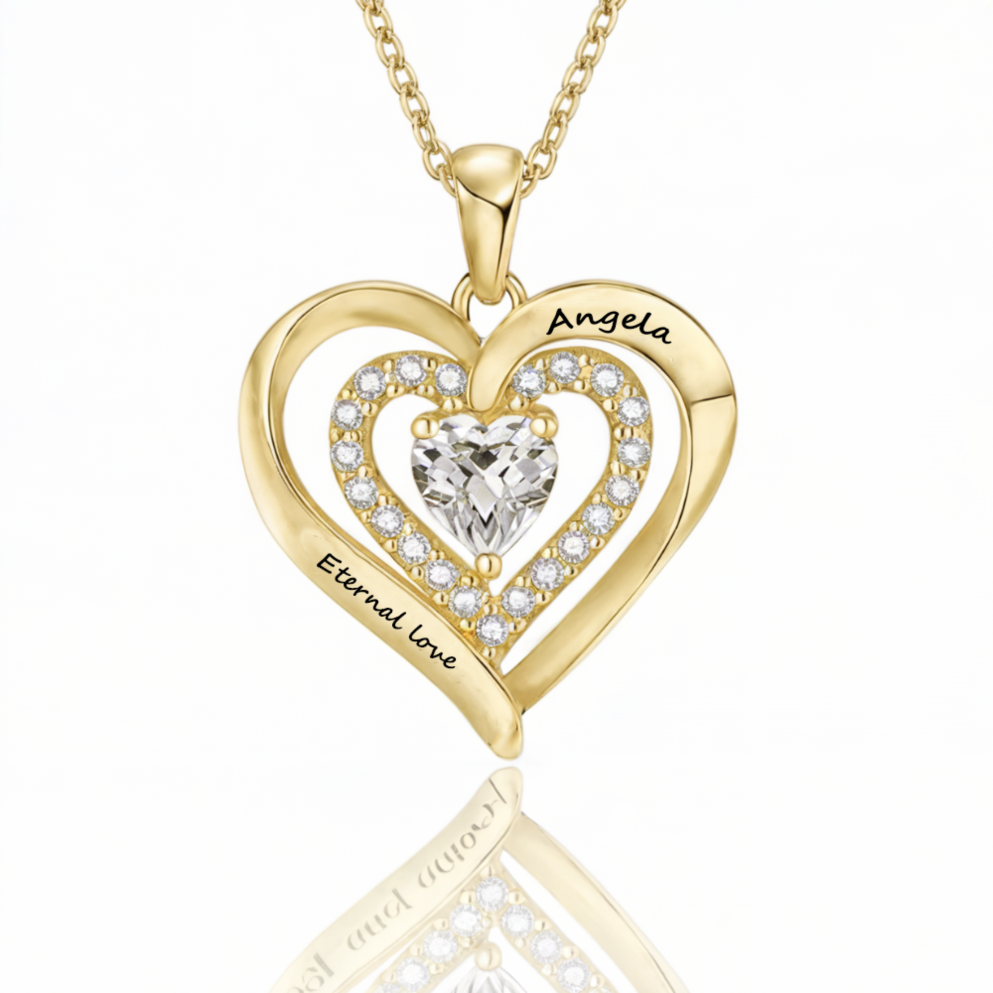 Collier Cœur Gravé Pierre de Naissance