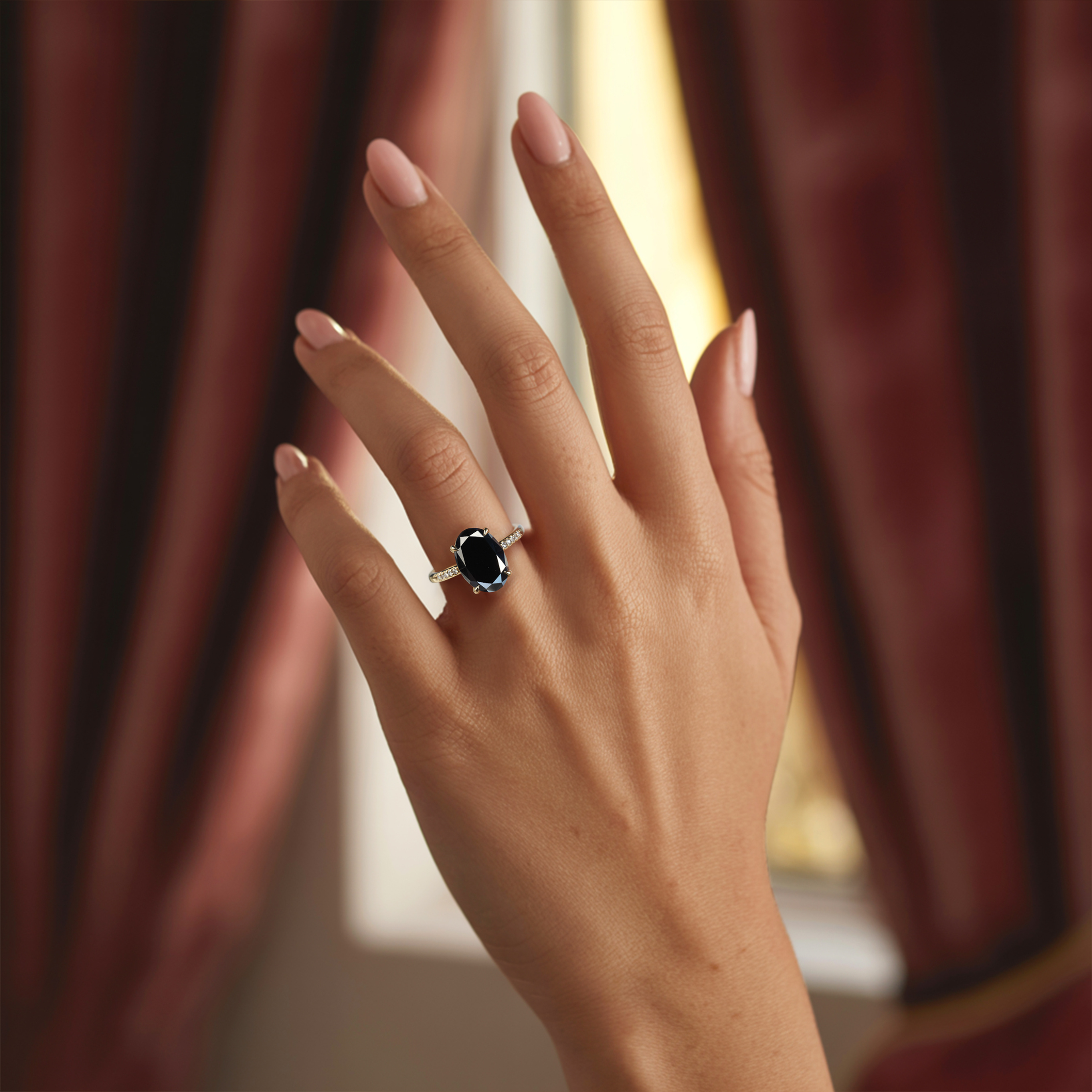 The Opaline - Black Moissanite Ring