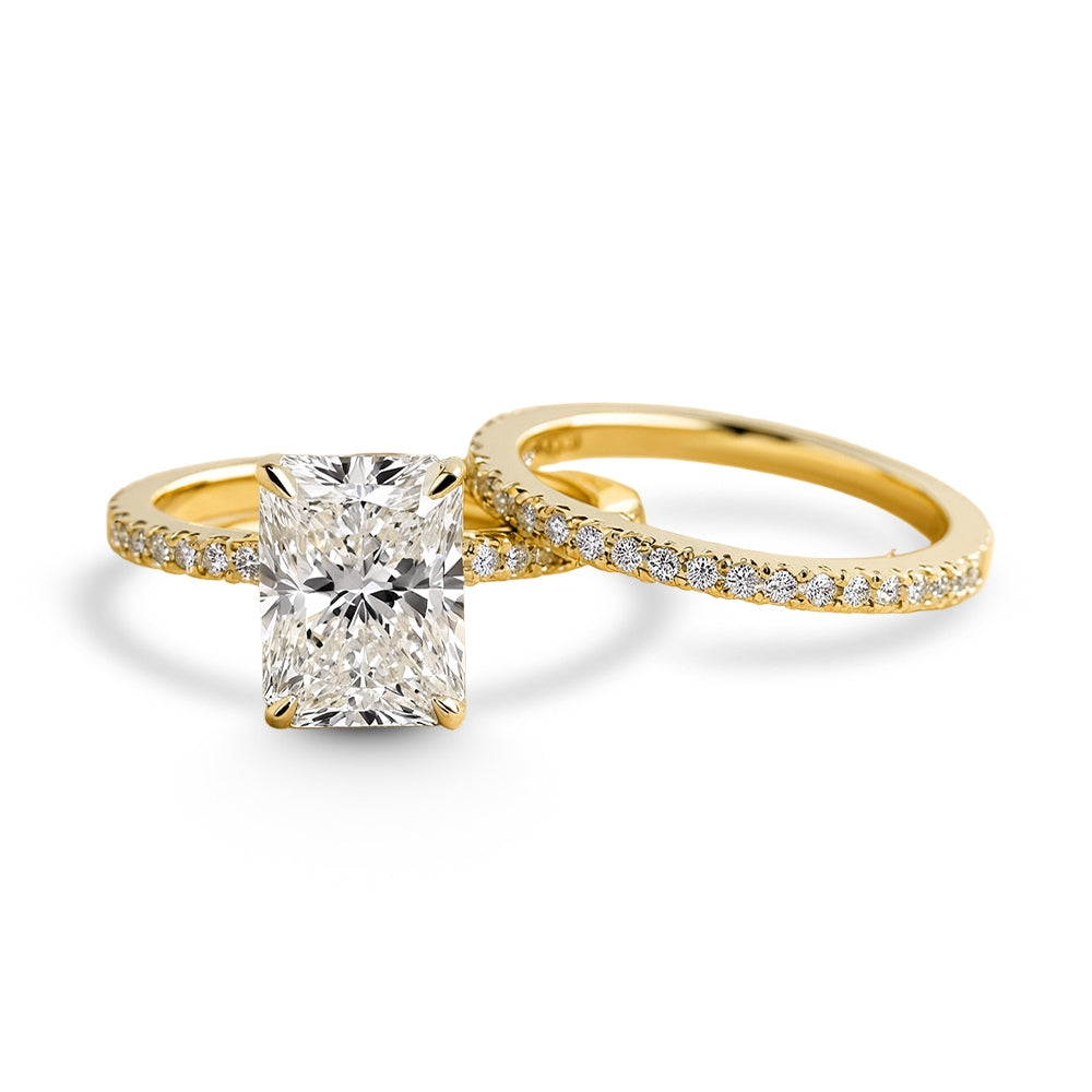 Ensemble de bagues Moissanite taille radiant, 2 pièces