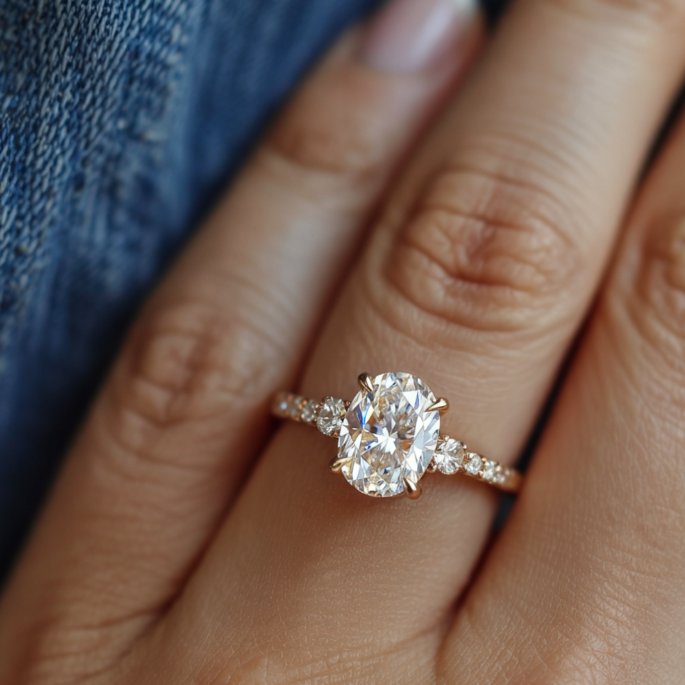 La Luna - Bague Moissanite en Or Jaune 18K