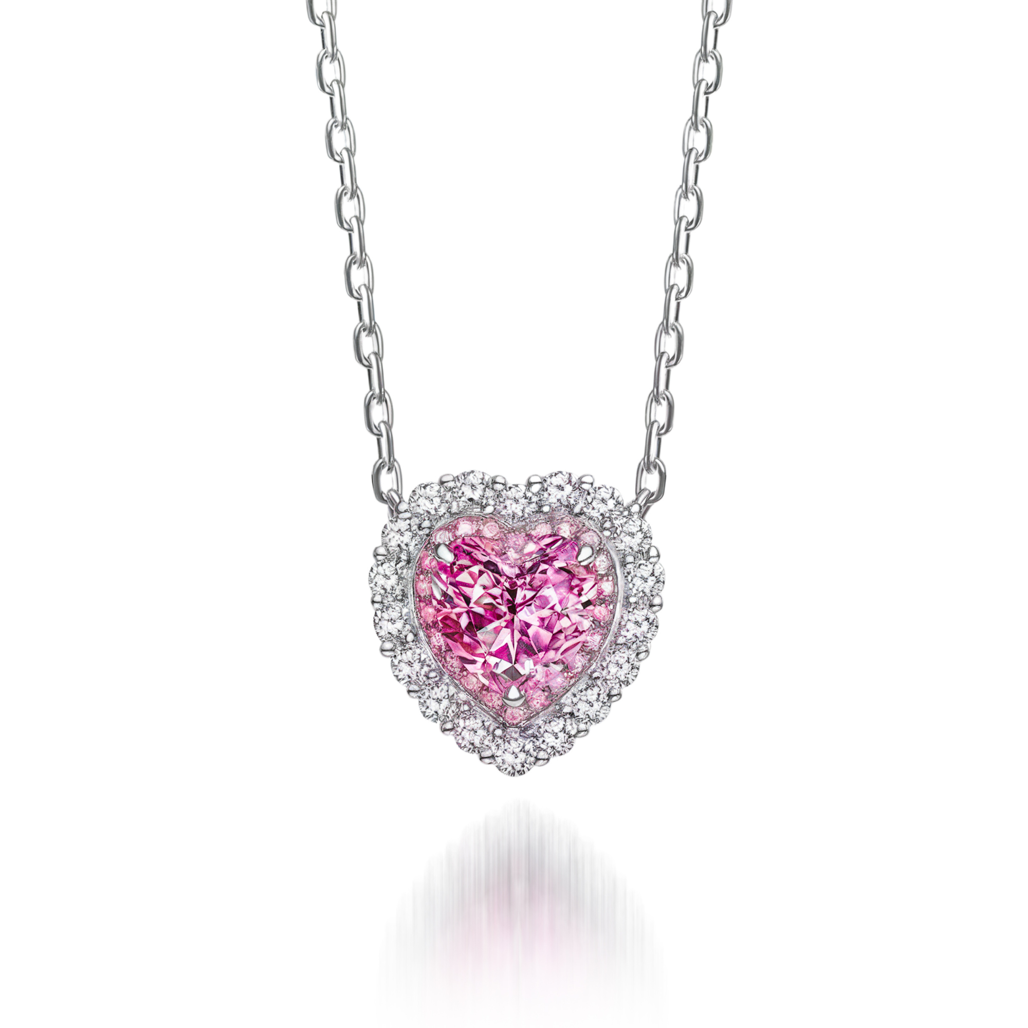 Collier Cœur Halo Rose