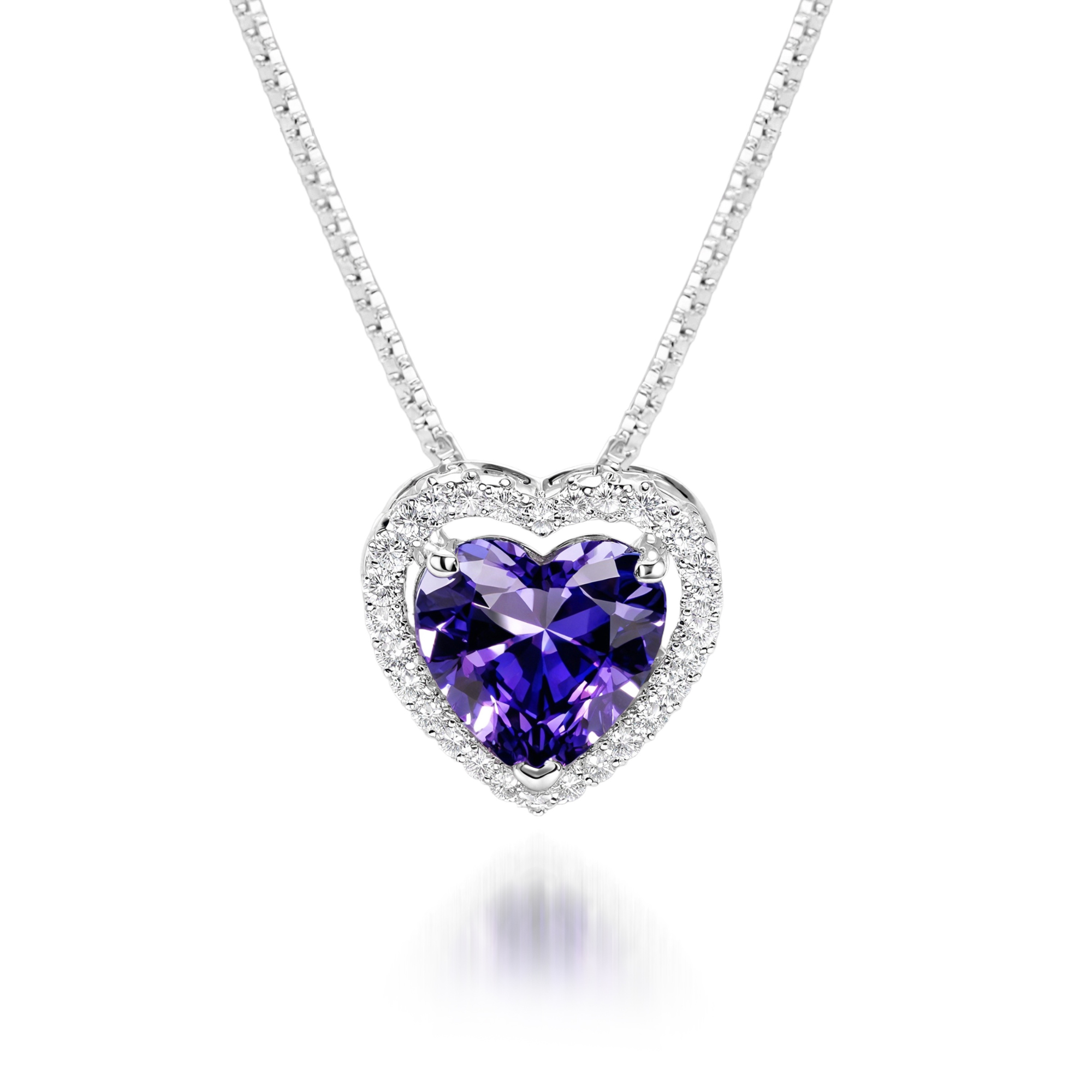 Collier Diamant Cœur Violet Taillé