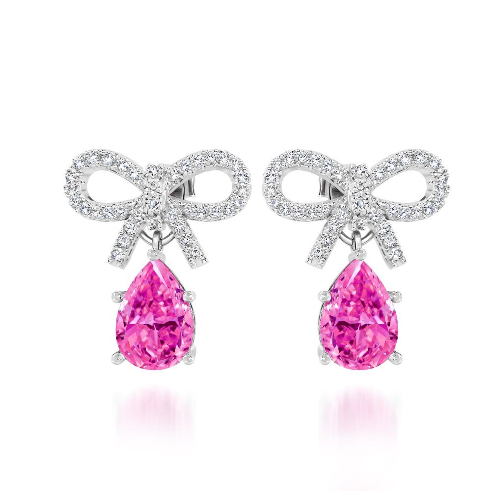 Boucles d'oreilles diamant rose ruban