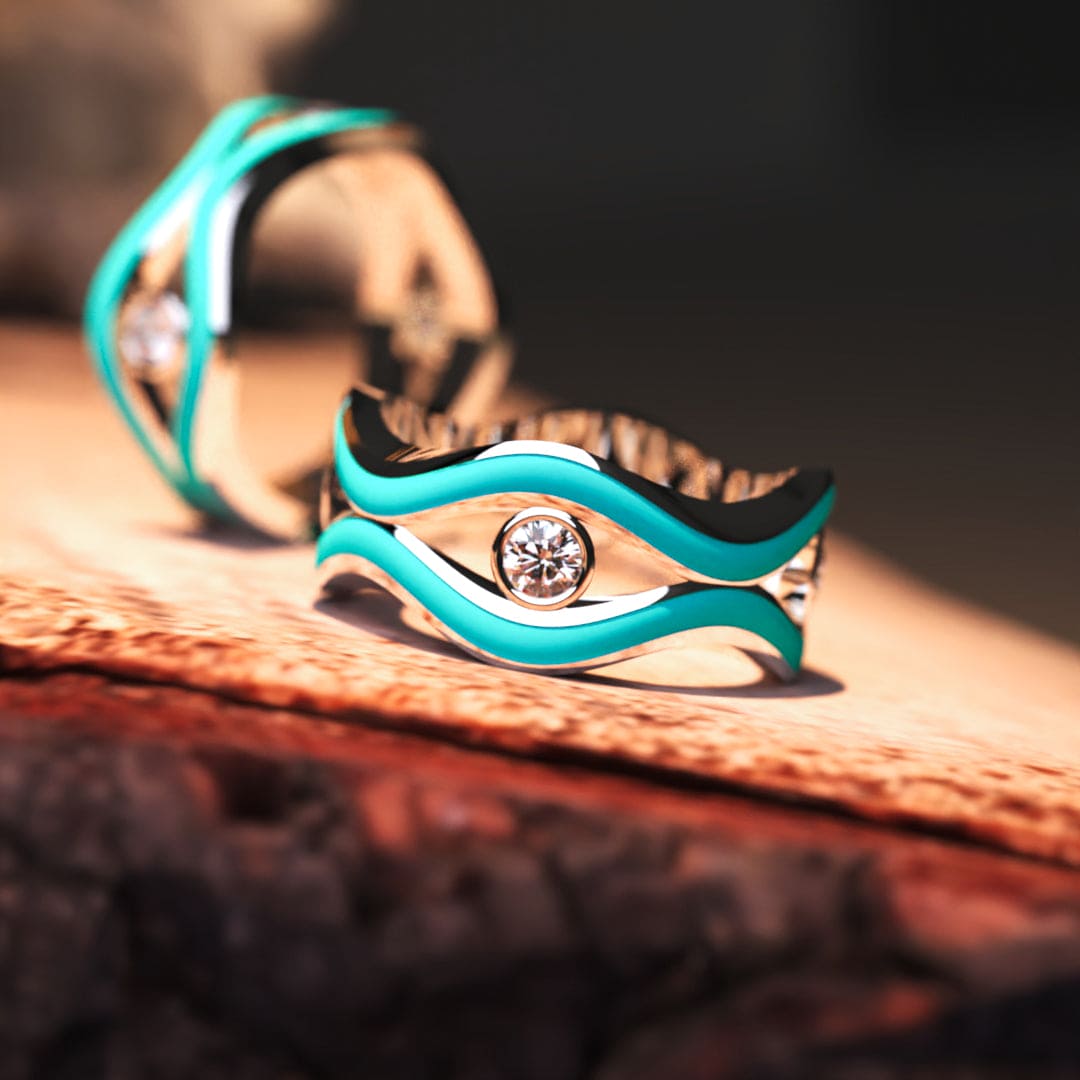 Oeil de Dauphin: Bague Diamant Éthique - Argent Sterling S925