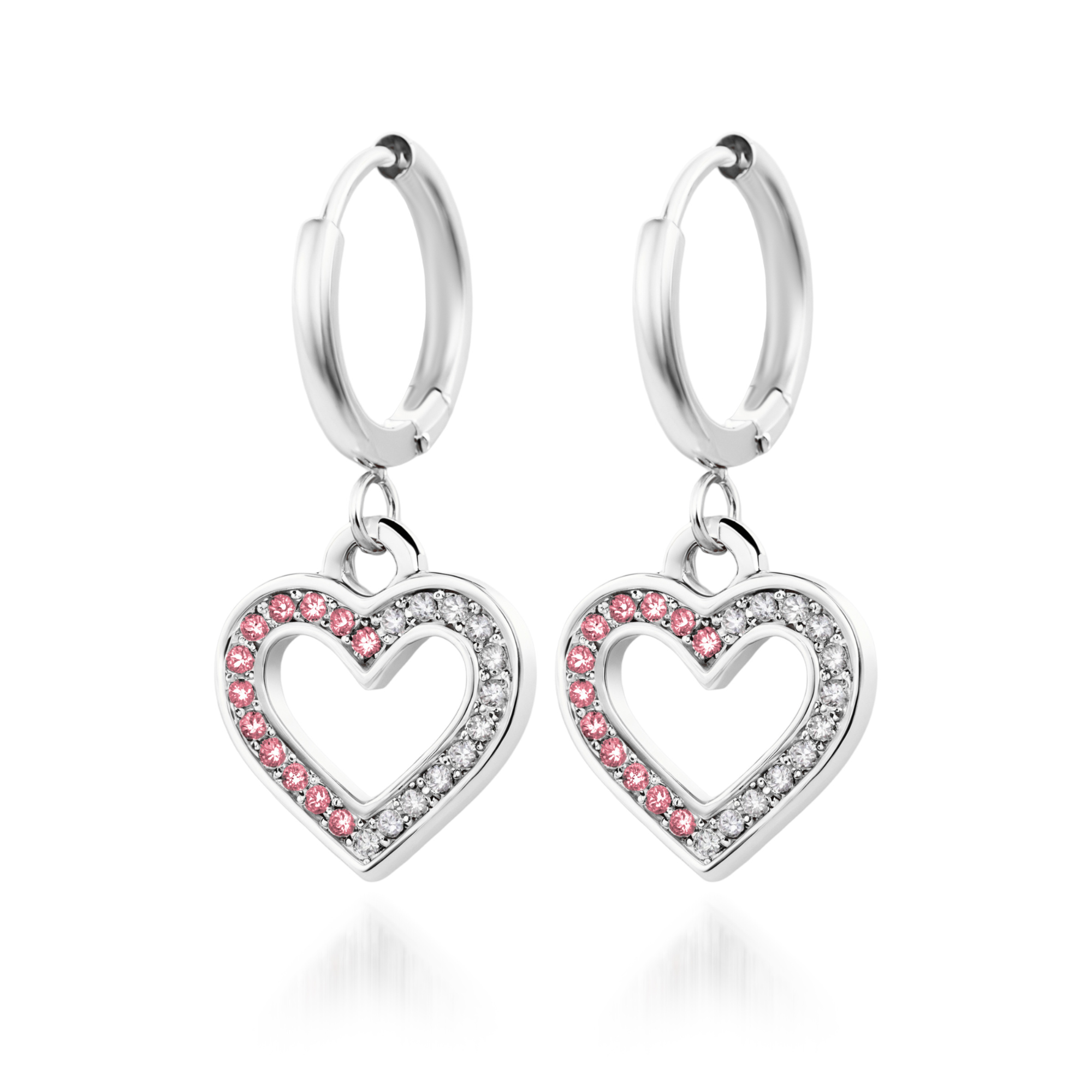 Boucles d'oreilles cœur diamant bicolores
