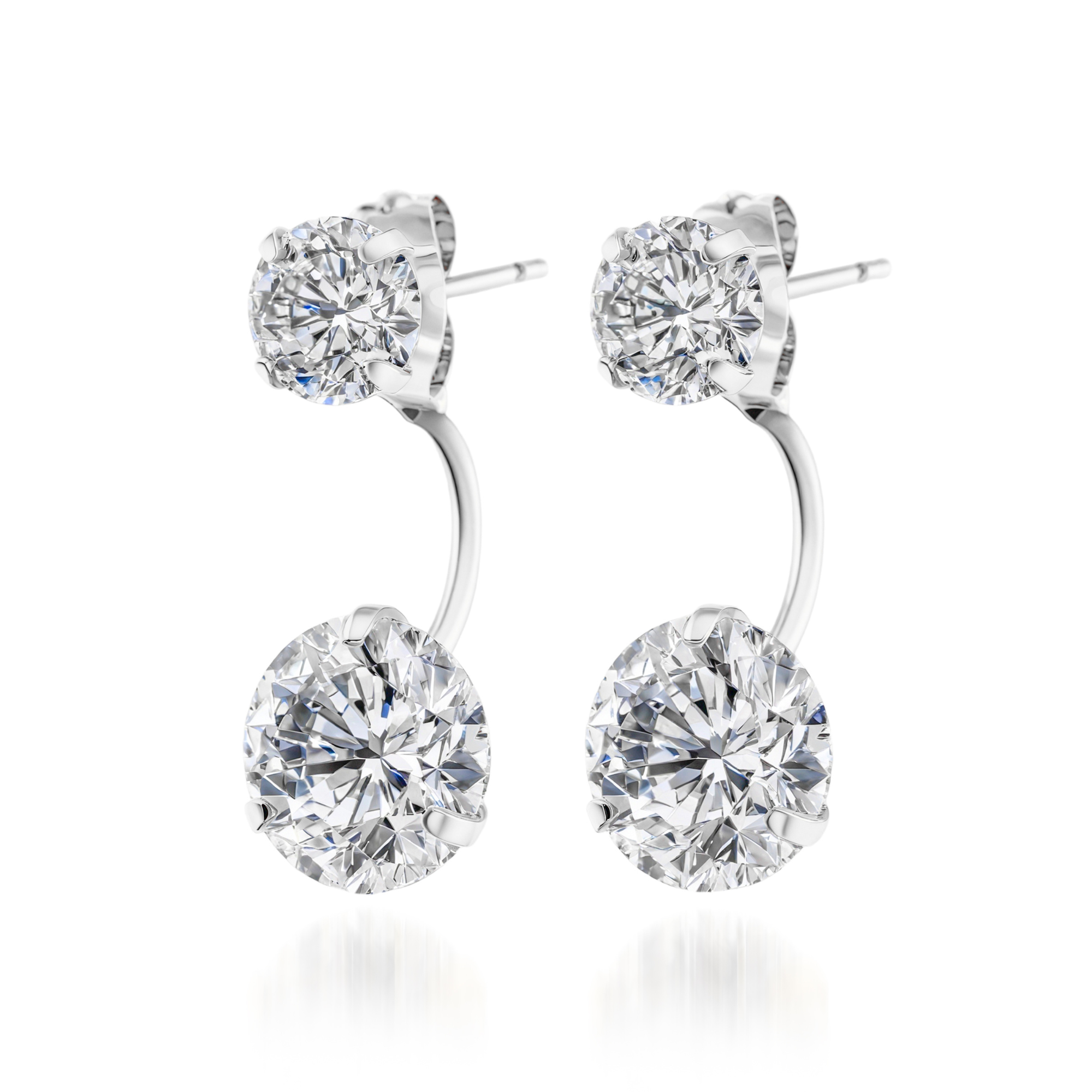 Boucles d'oreilles pendantes dorées à double pierre