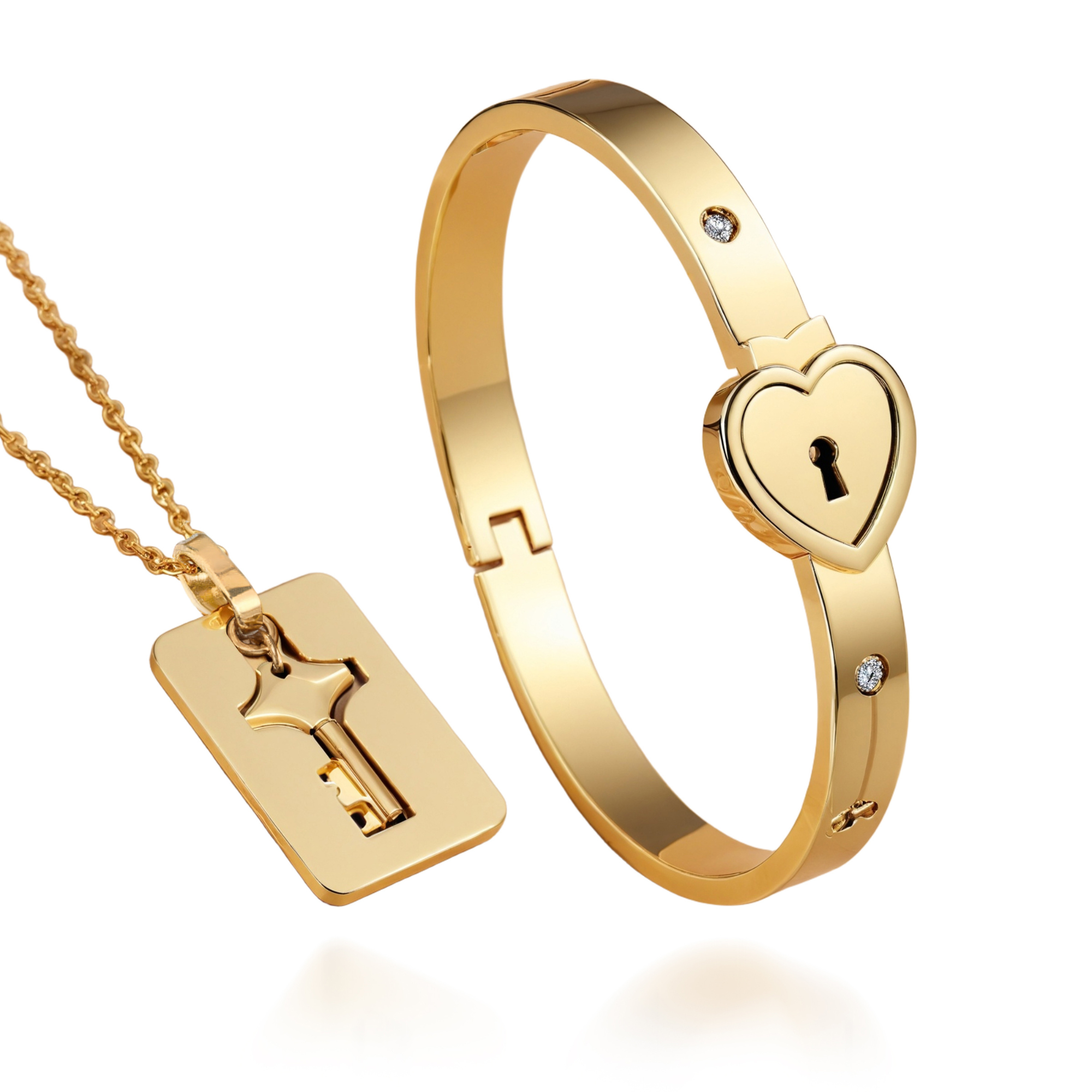 Ensemble collier et bracelet clé et cadenas pour couples