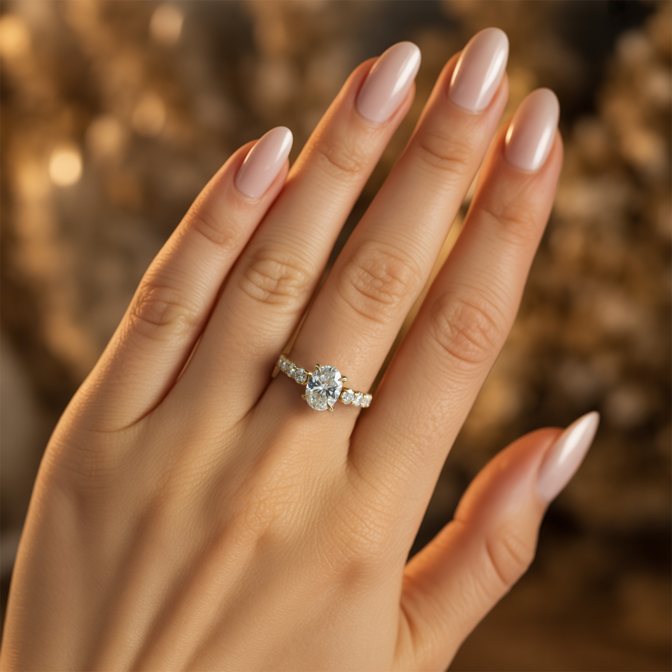 La Célestine - Bague Moissanite en Or Rose Massif 18K