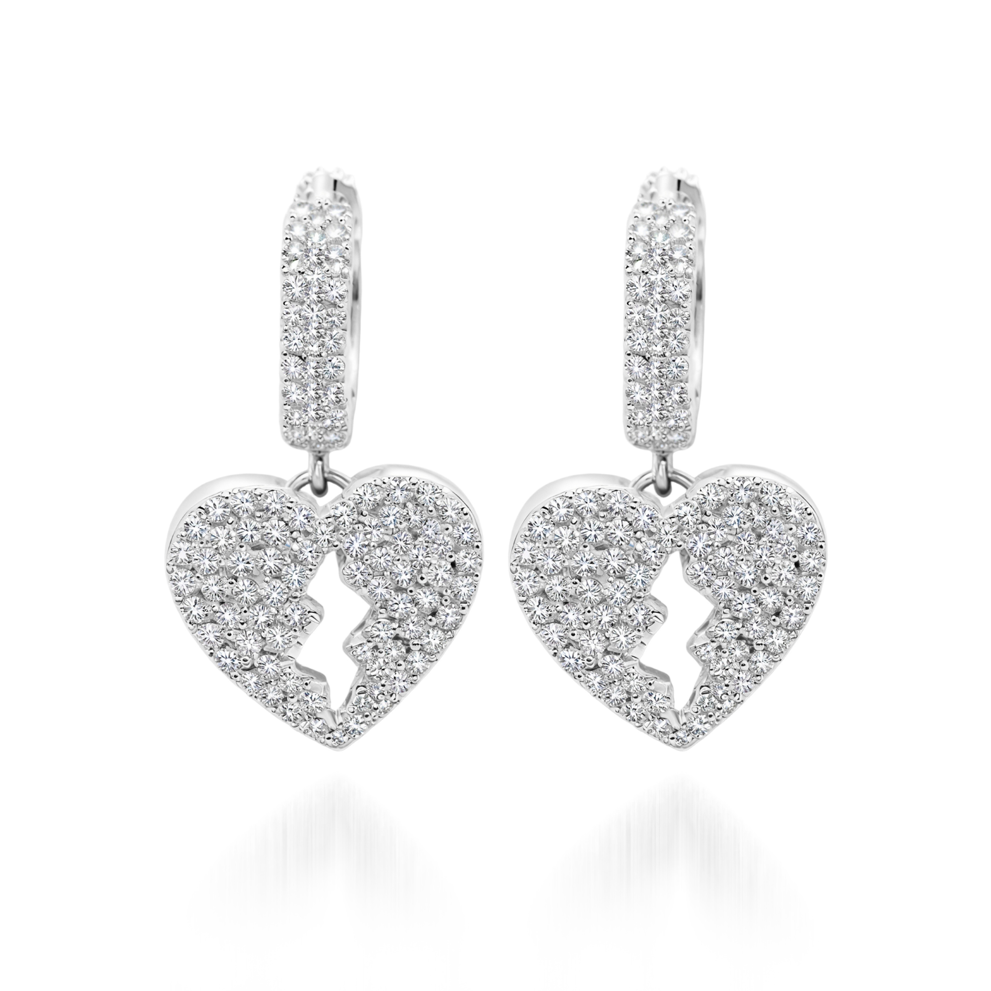 Boucles d'oreilles cœur diamant foudre