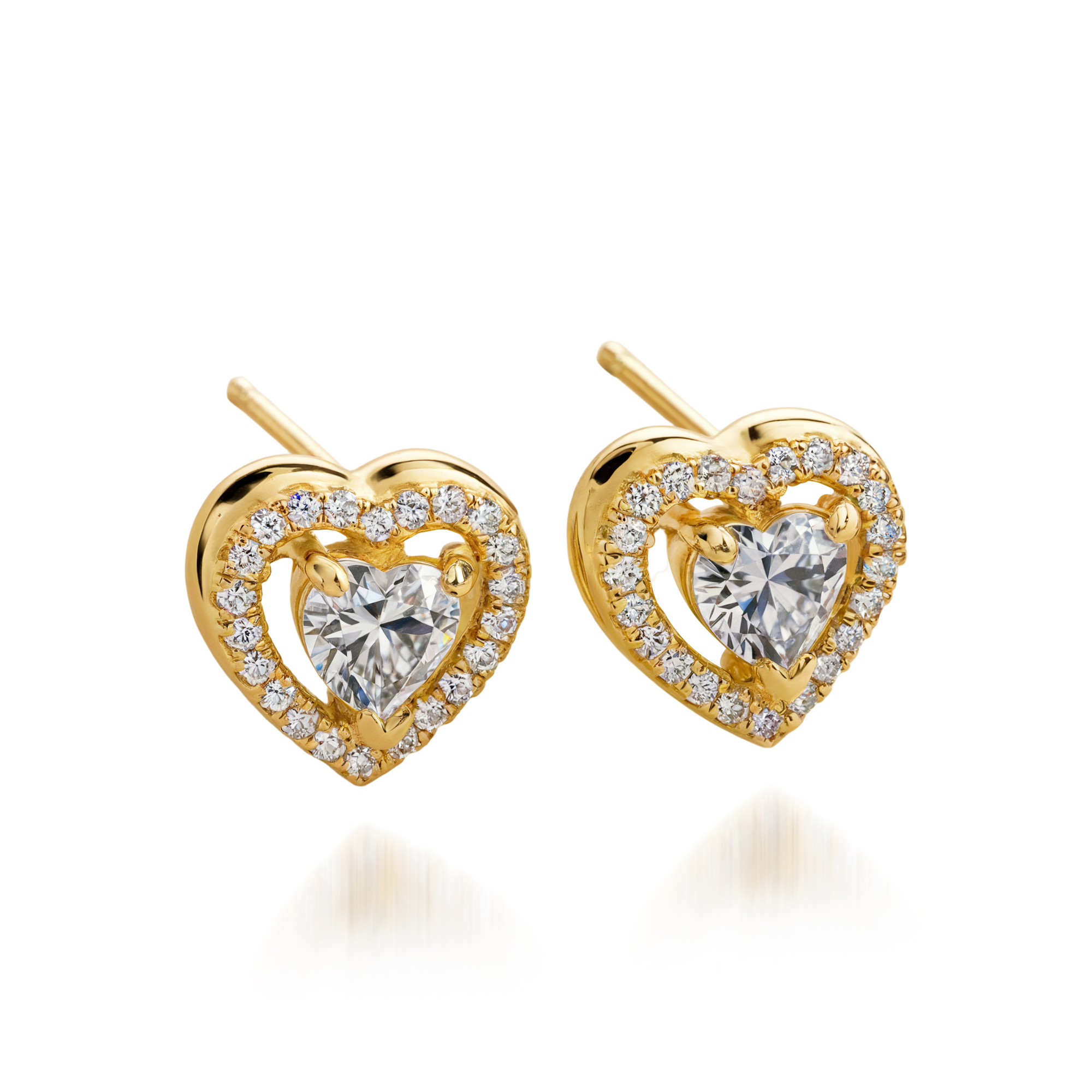 Boucles d'oreilles Saint-Valentin Halo Cœur Diamant