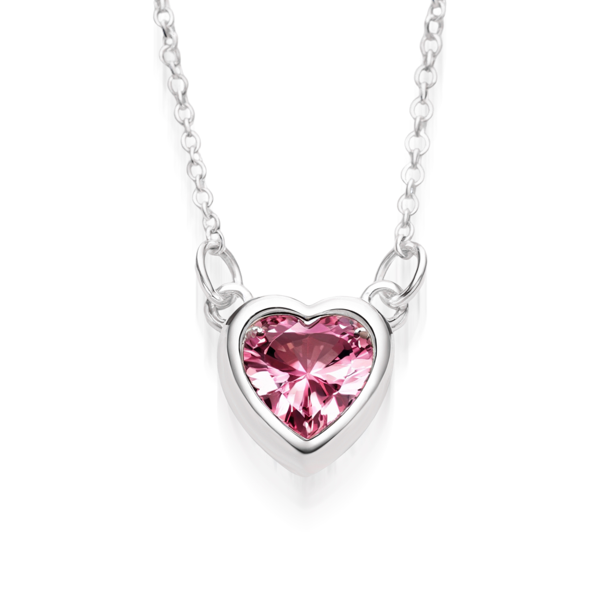 Collier Cœur Diamant Lunette Rose