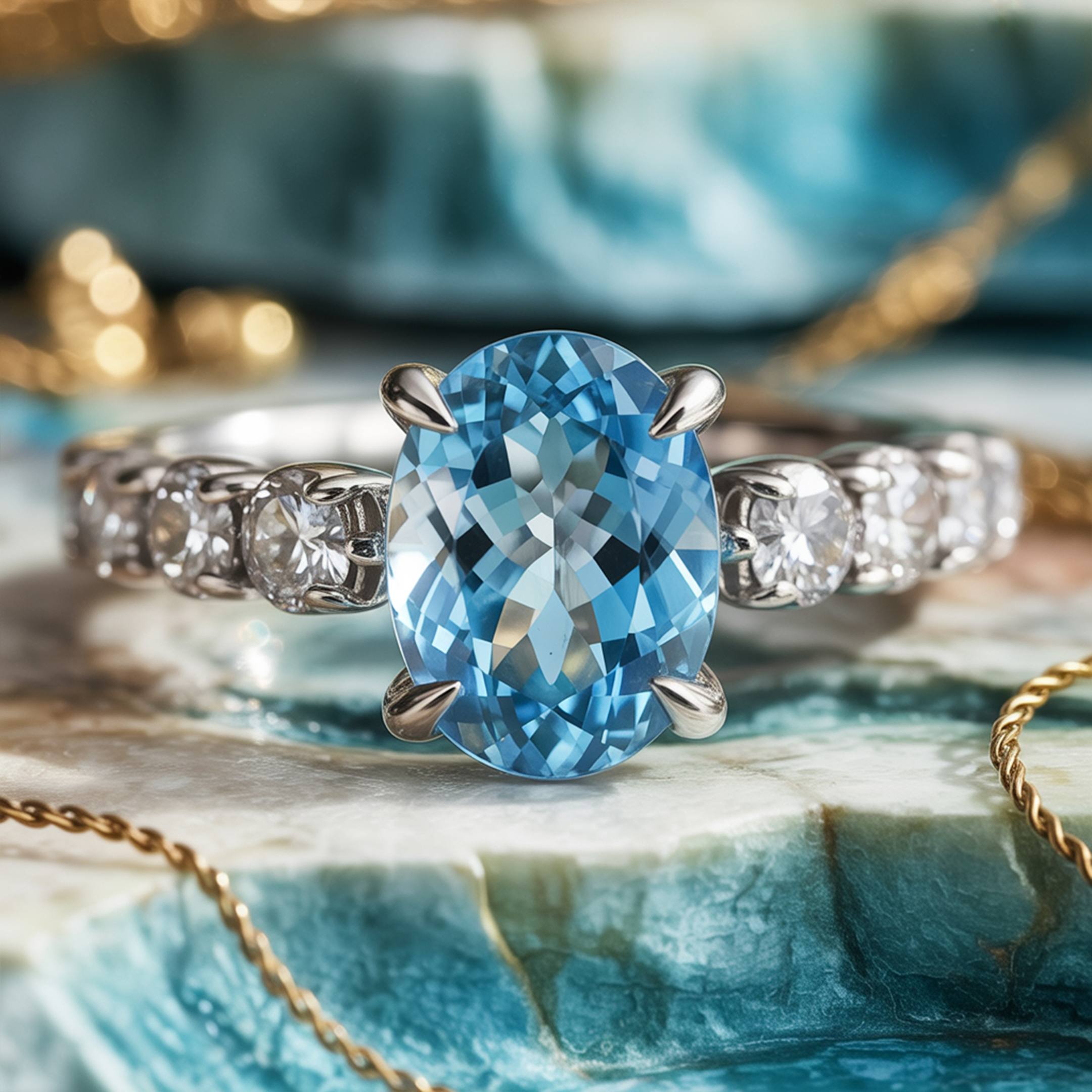 The Celestine - Blue Moissanite Ring