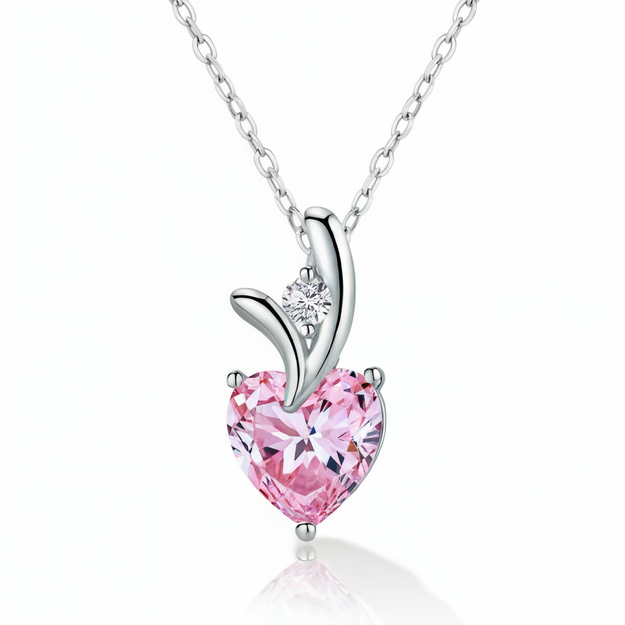 Collier avec Pendentif Coeur Rose Tordu