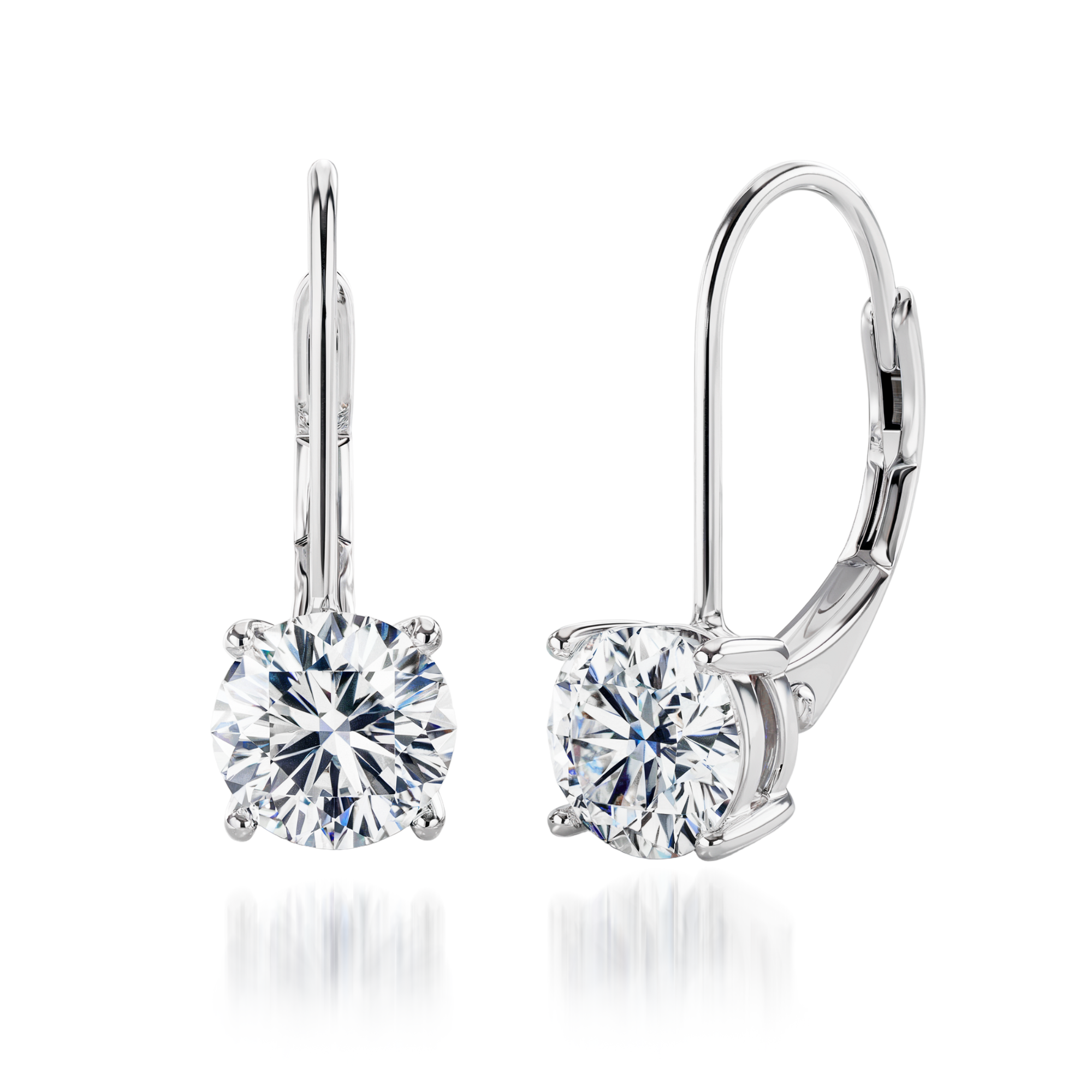Boucles d'oreilles Moissanite taille ronde