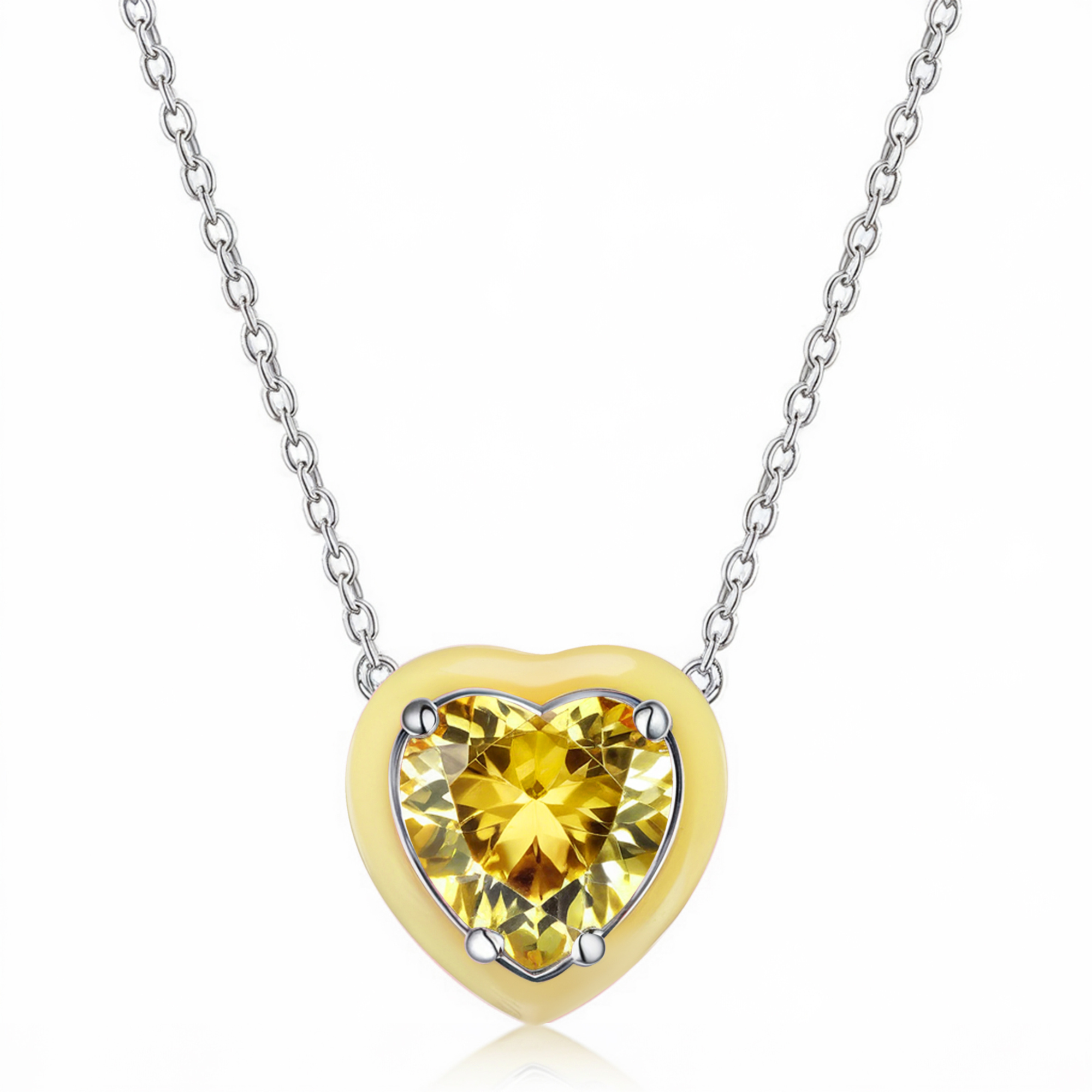 Collier Cœur Diamant Jaune