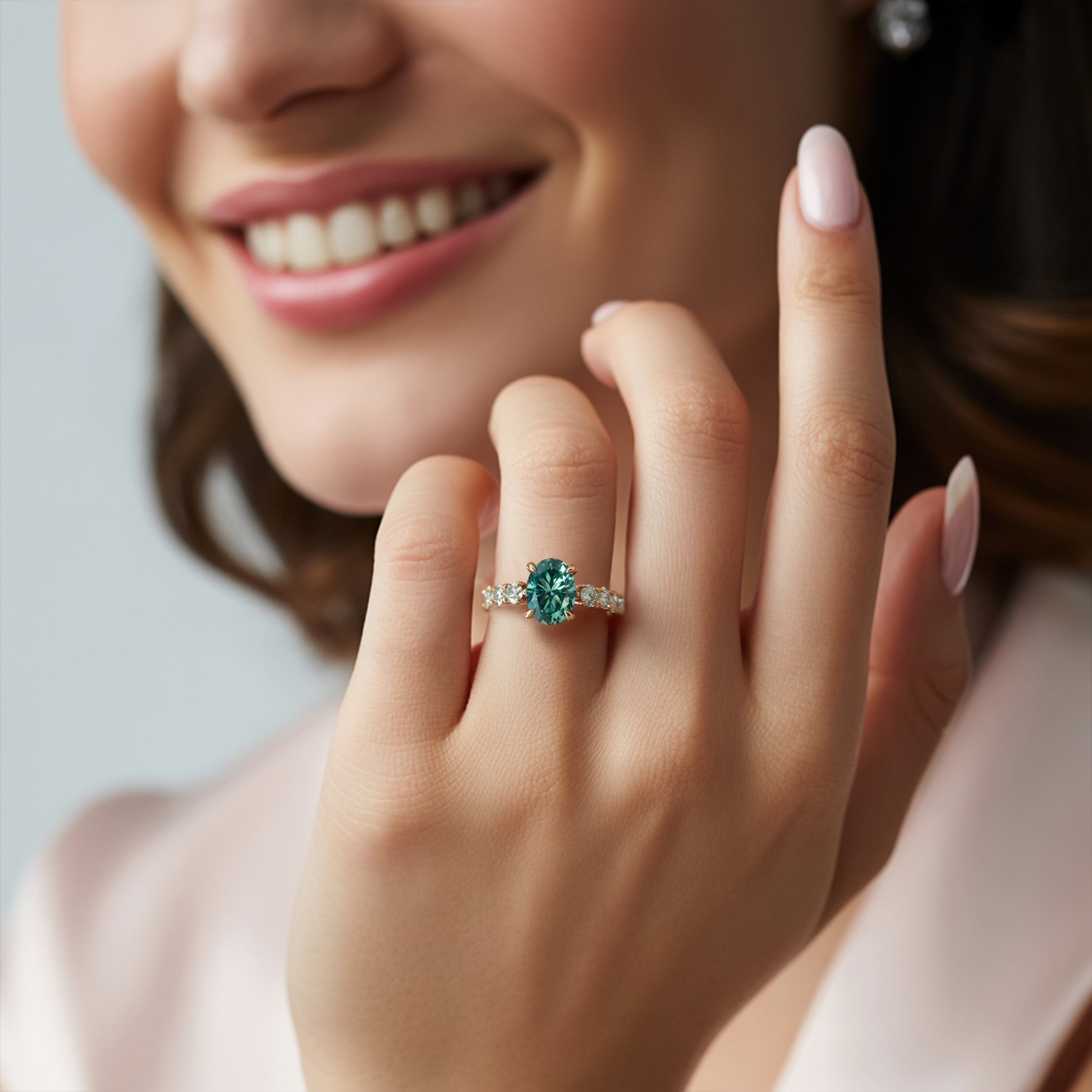 The Celestine - Green Moissanite Ring