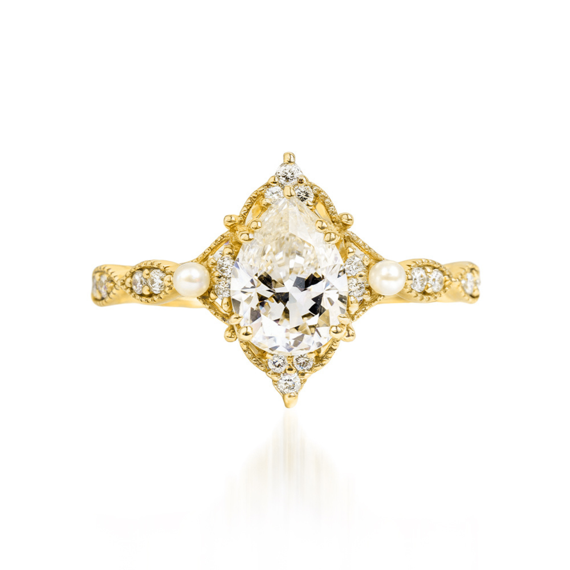 Bague Halo Vintage Diamant & Perle