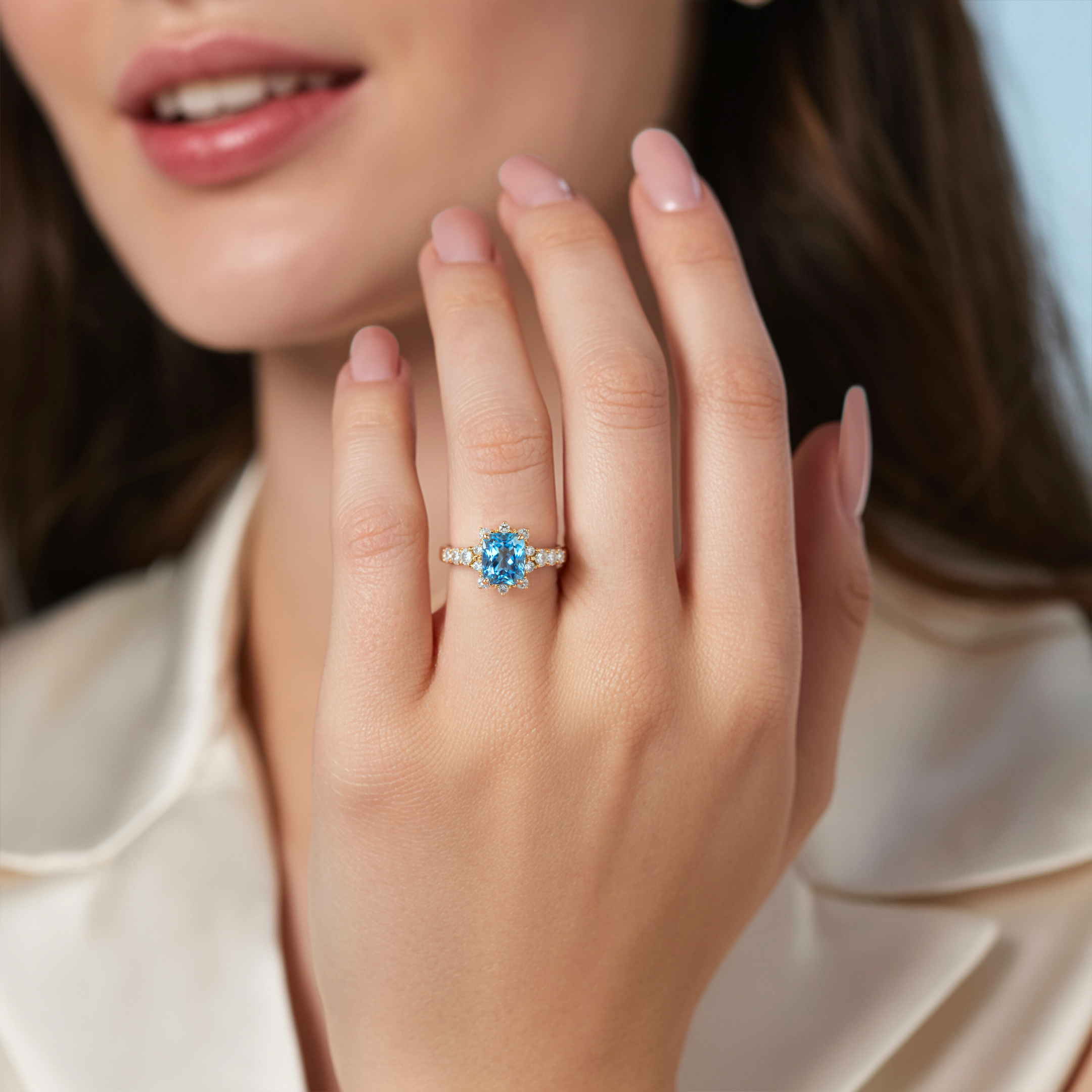 The Caterina Radiant Cut Moissanite Ring
