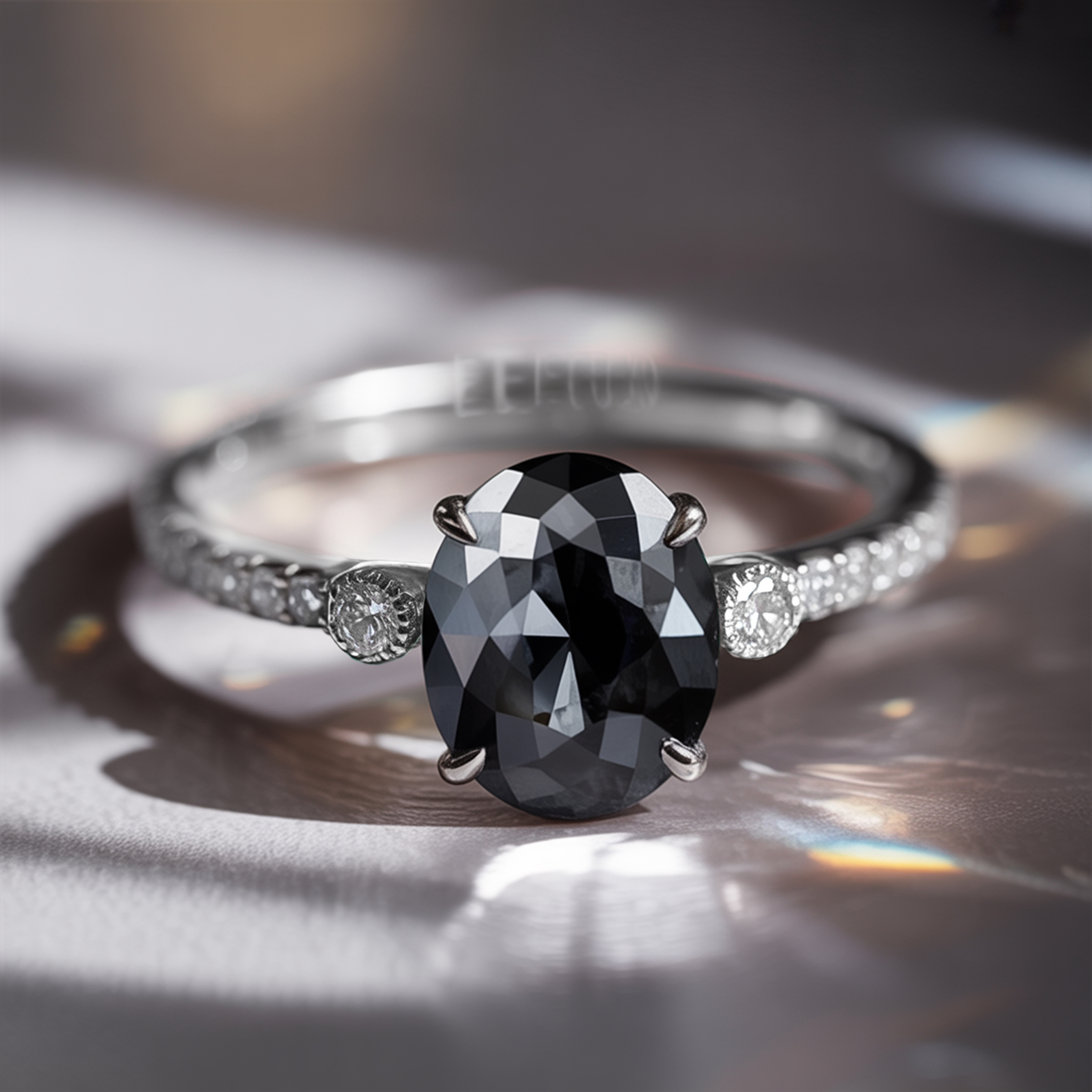 The Luna - Black Moissanite Ring