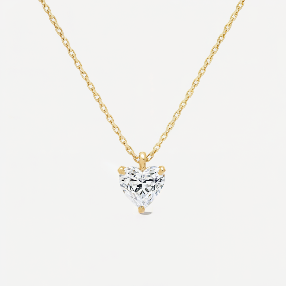Collier Pendentif Solitaire Cœur Moissanite