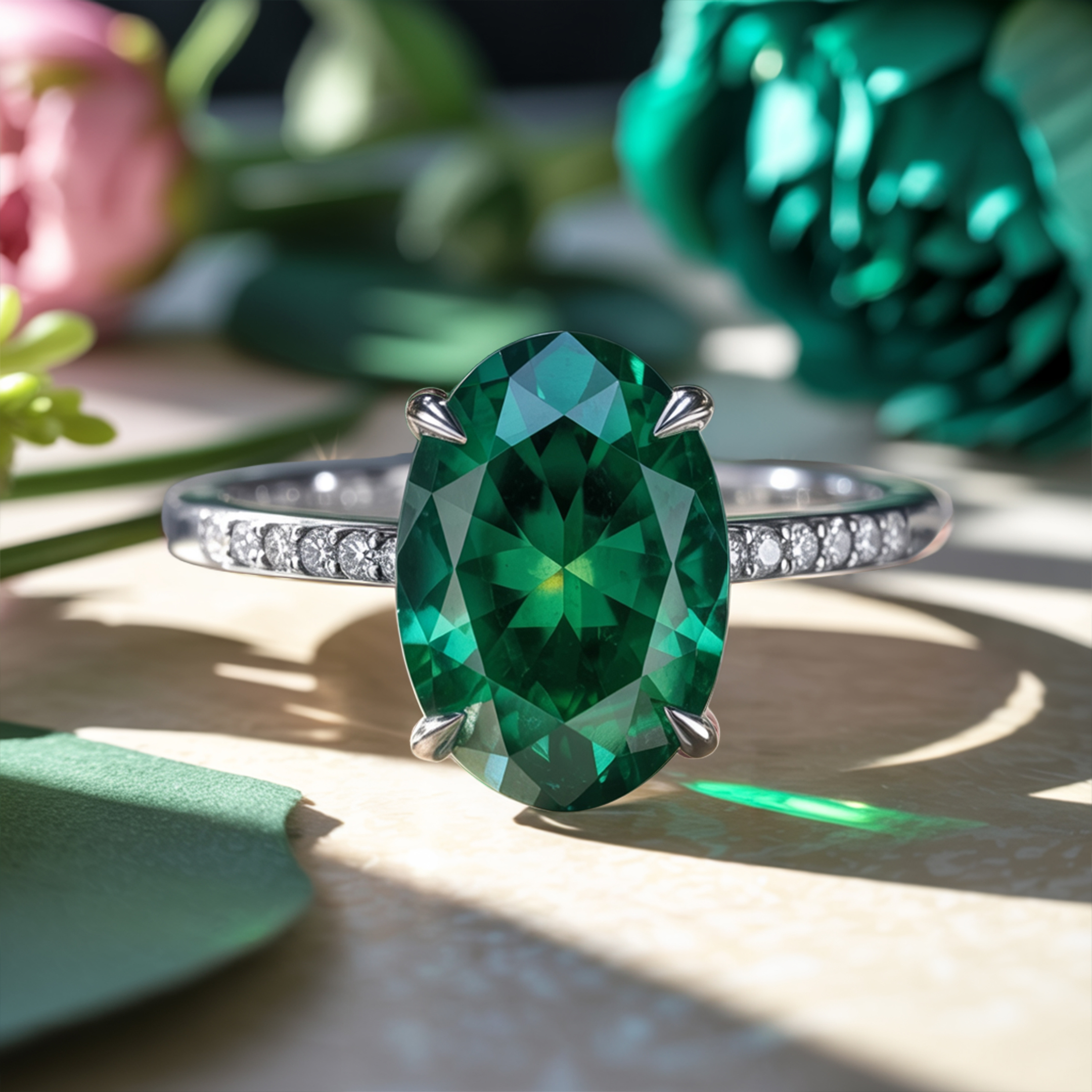 The Opaline - Green Moissanite Ring
