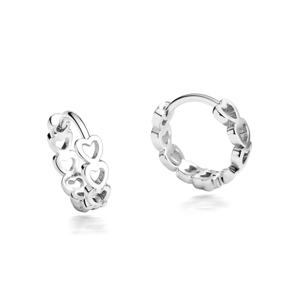Élégantes boucles d'oreilles créoles cœur argent