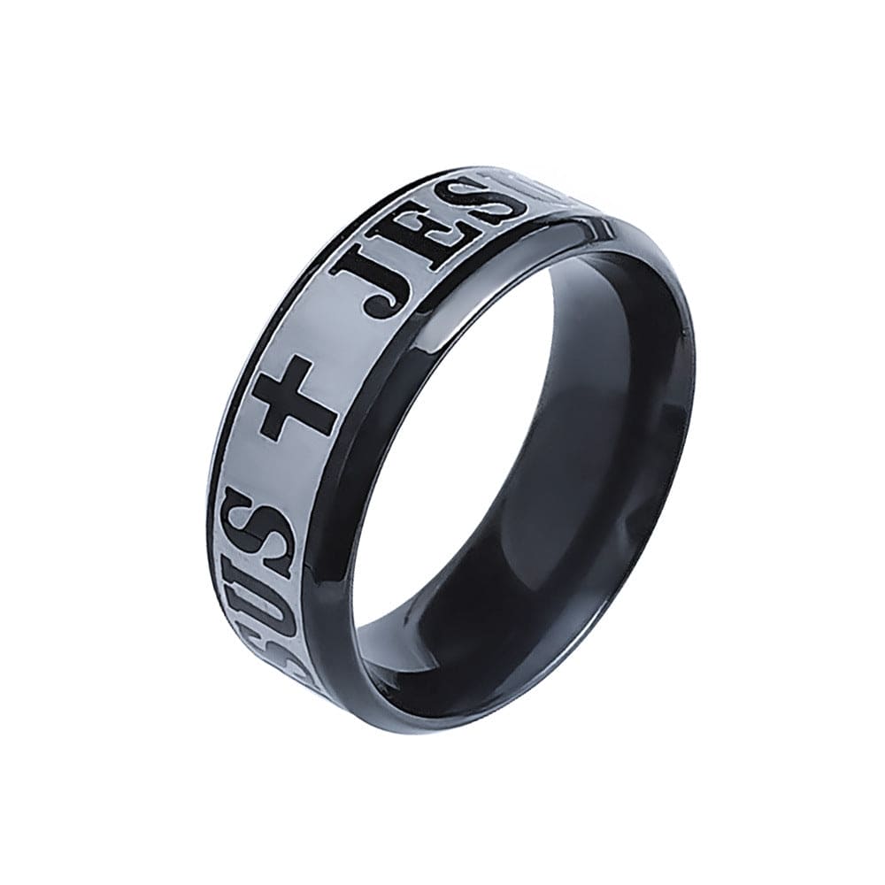 Les Fidèles : Bague Homme en Or Gravée 'Jésus' et Croix
