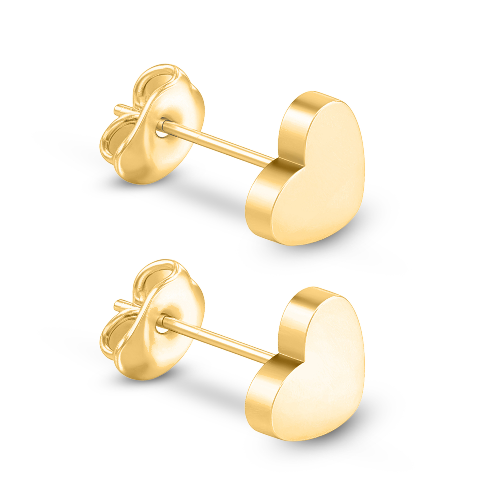 Élégantes boucles d'oreilles puces cœur plat