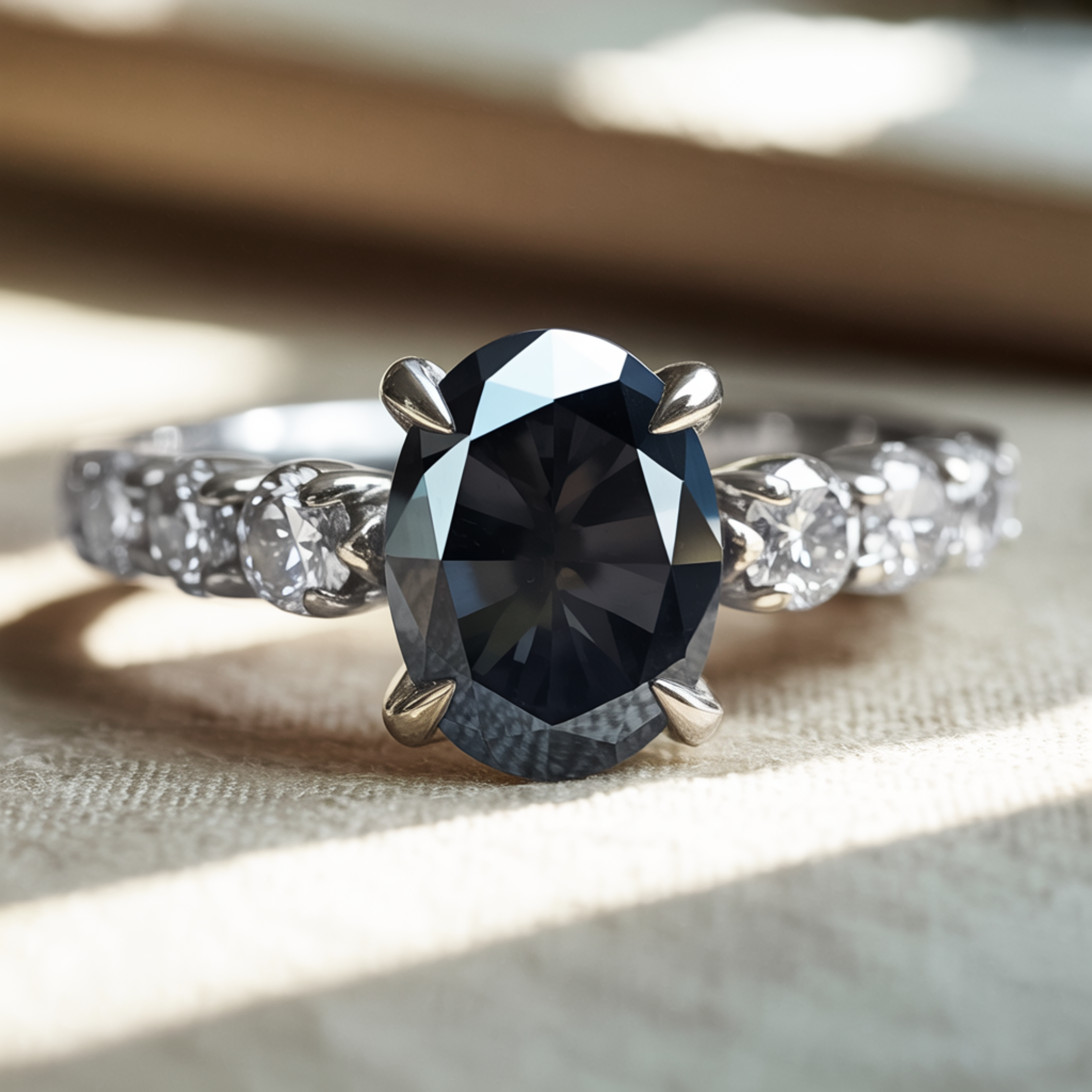The Celestine - Black Moissanite Ring