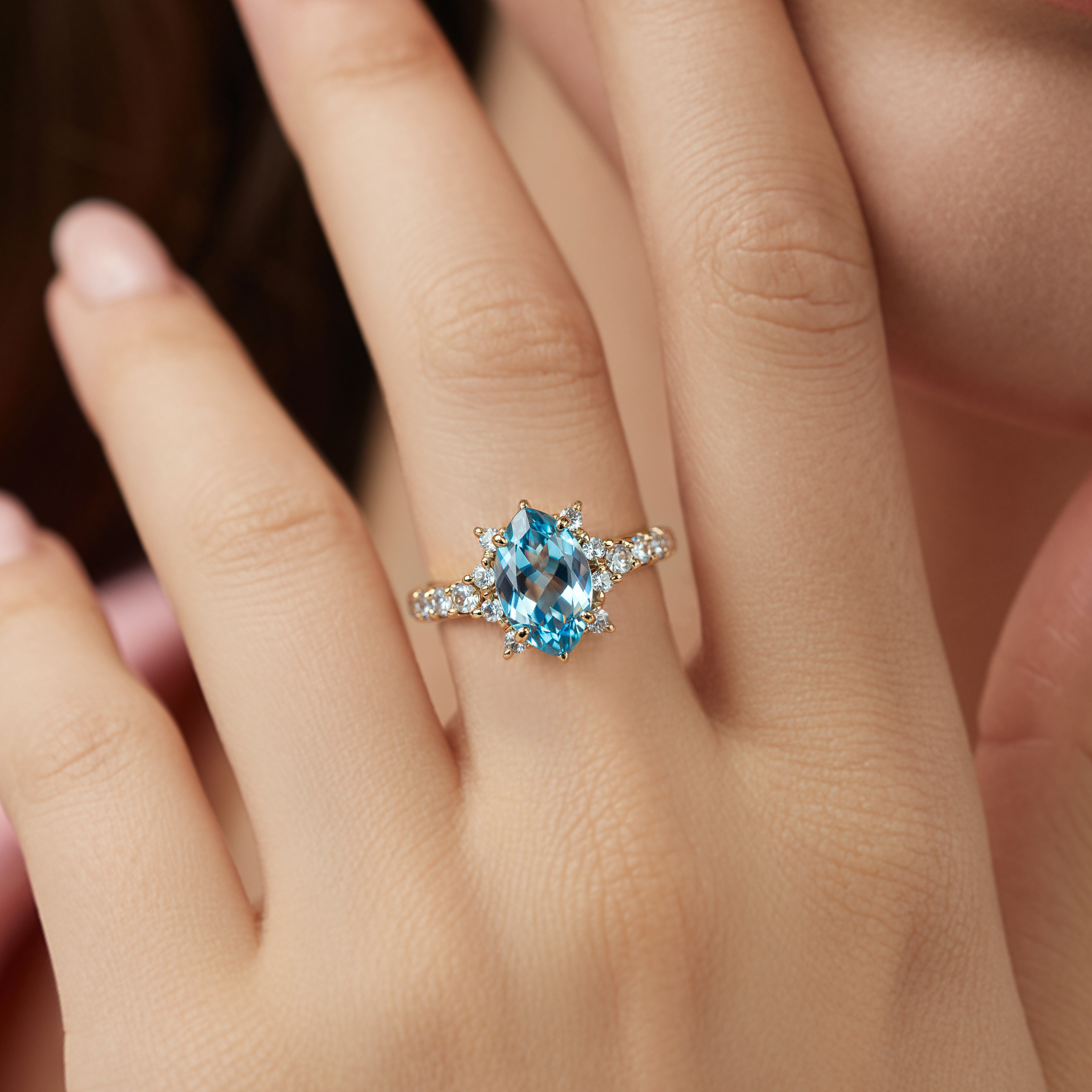 The Caterina Marquise Cut Moissanite Ring