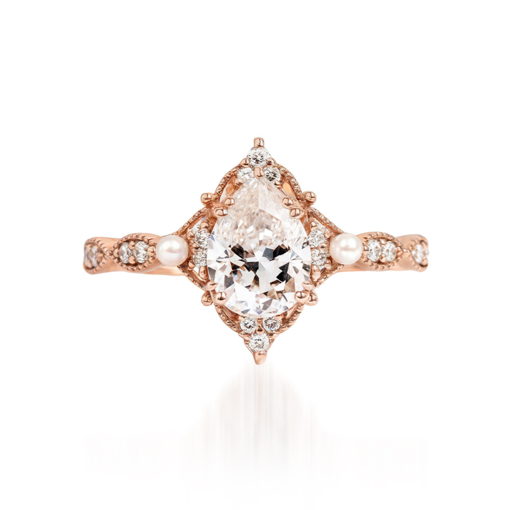 Bague Halo Vintage Diamant & Perle