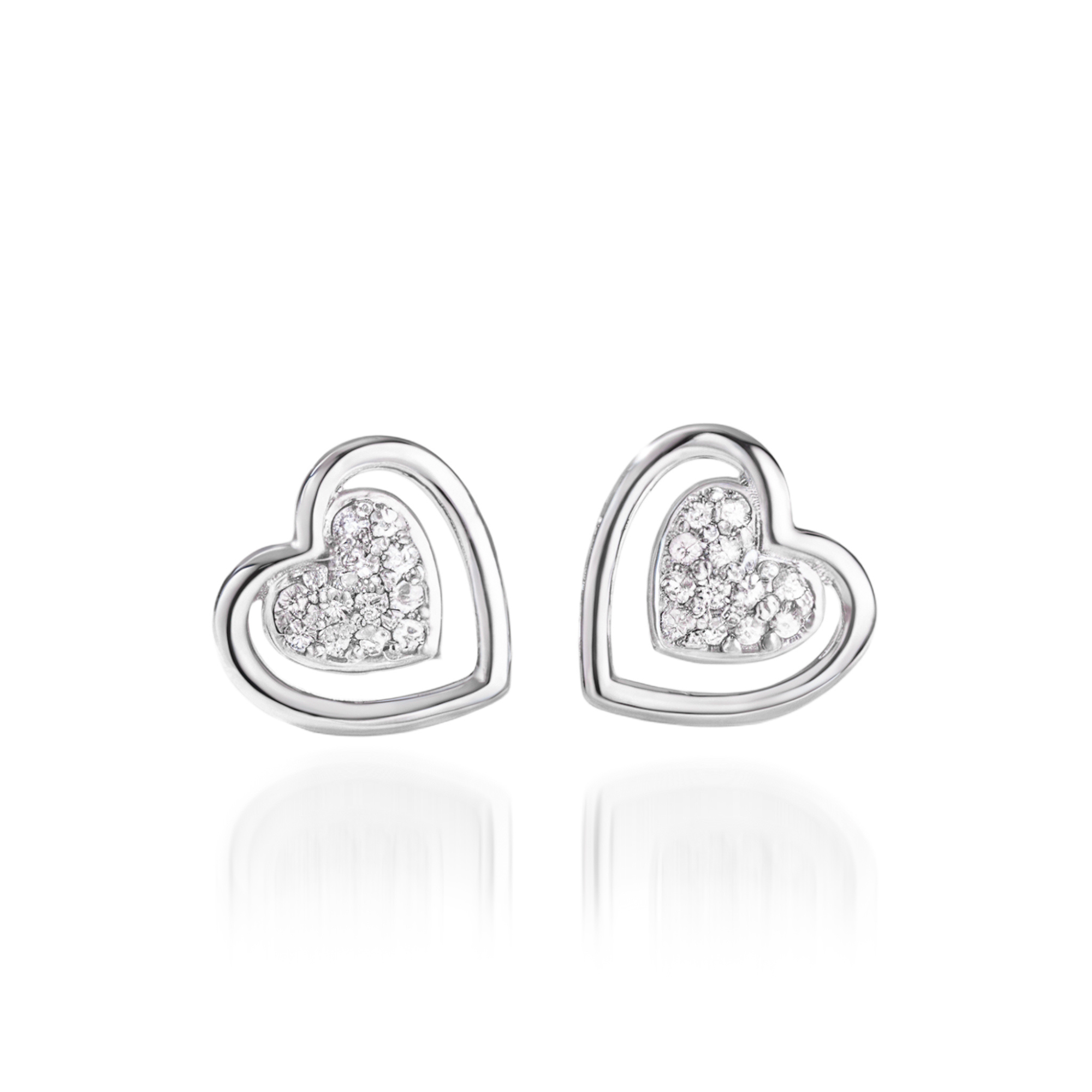 Boucles d'oreilles cœur en grappe de diamants