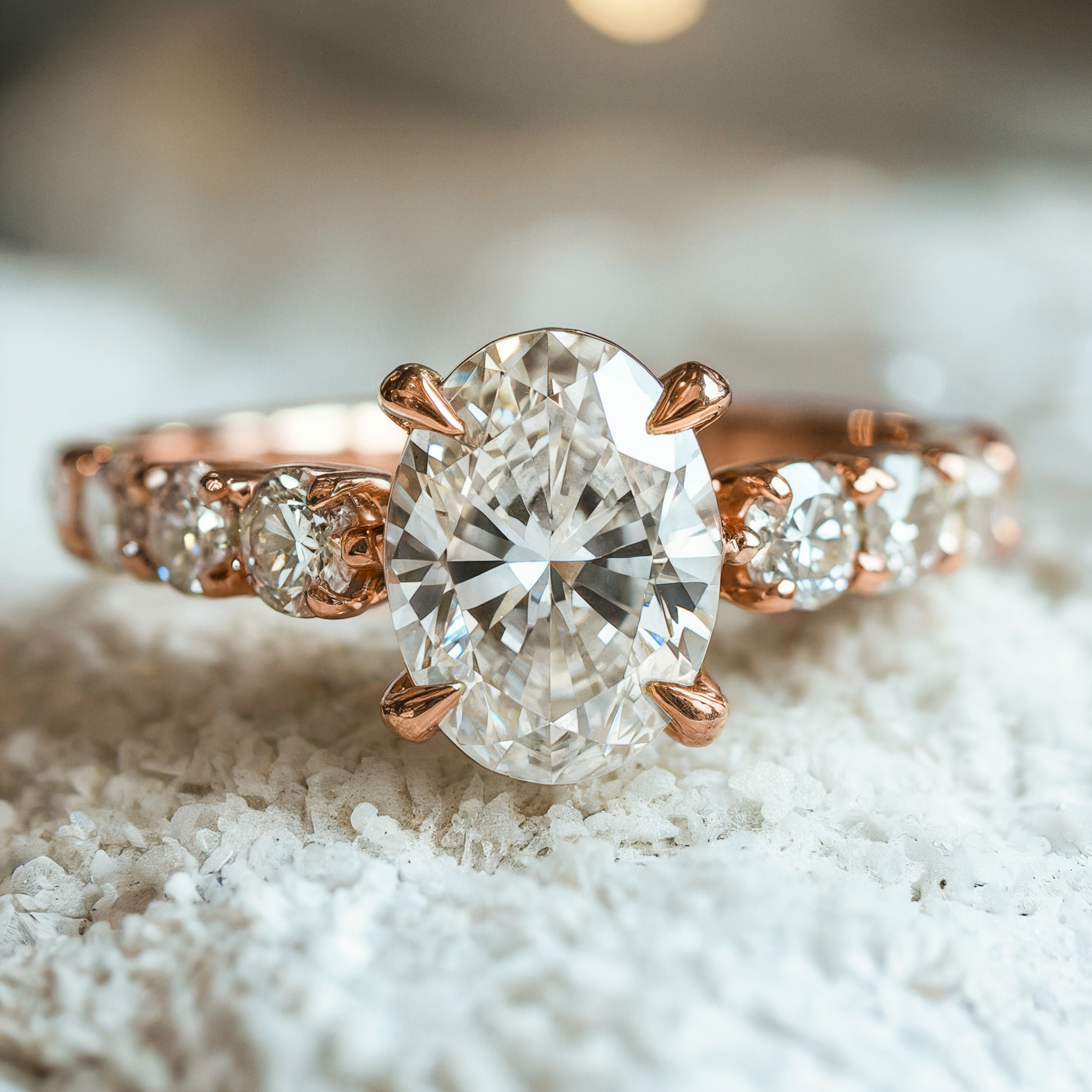 La Célestine - Bague Moissanite en Or Rose Massif 18K