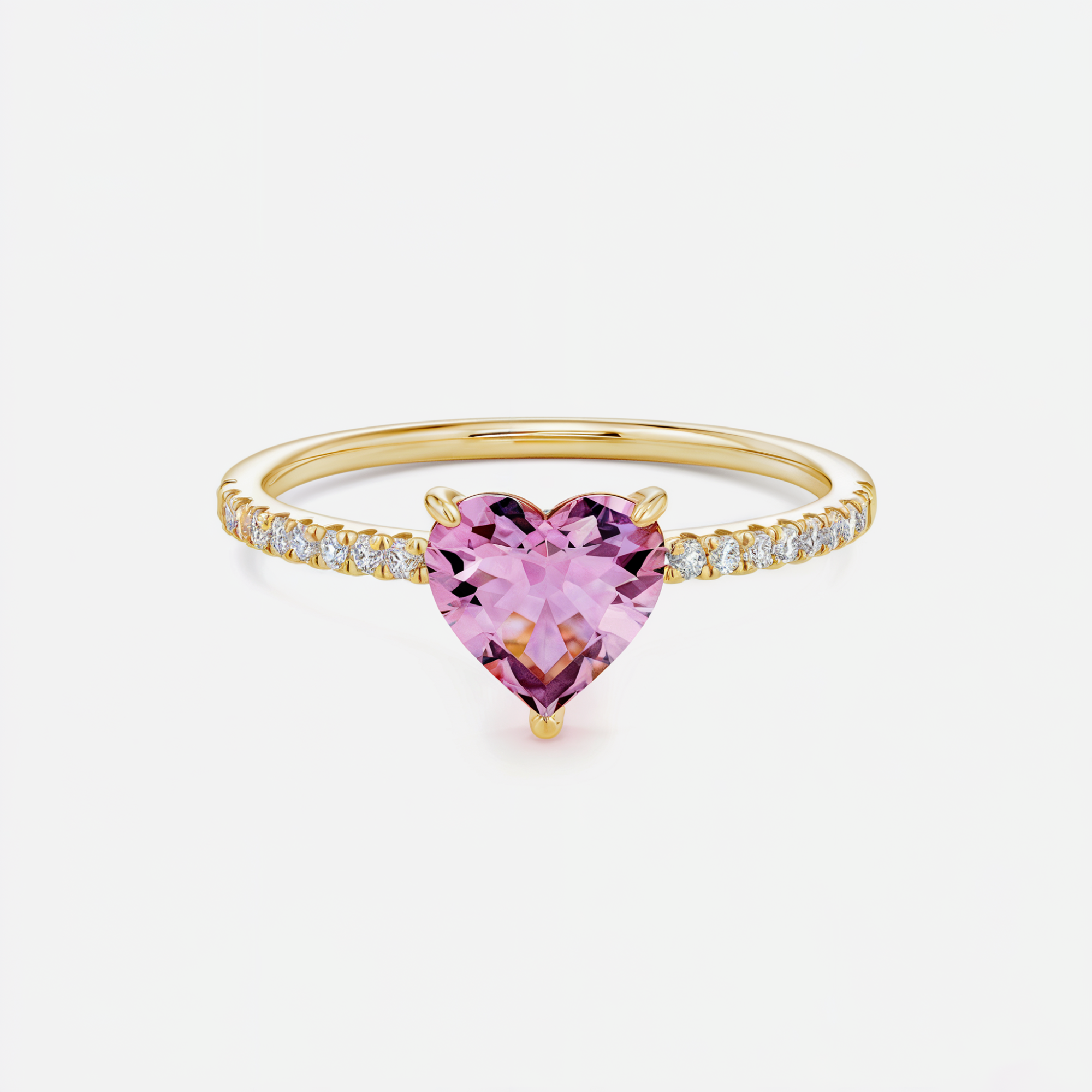 Bague de fiançailles Moissanite, taille cœur